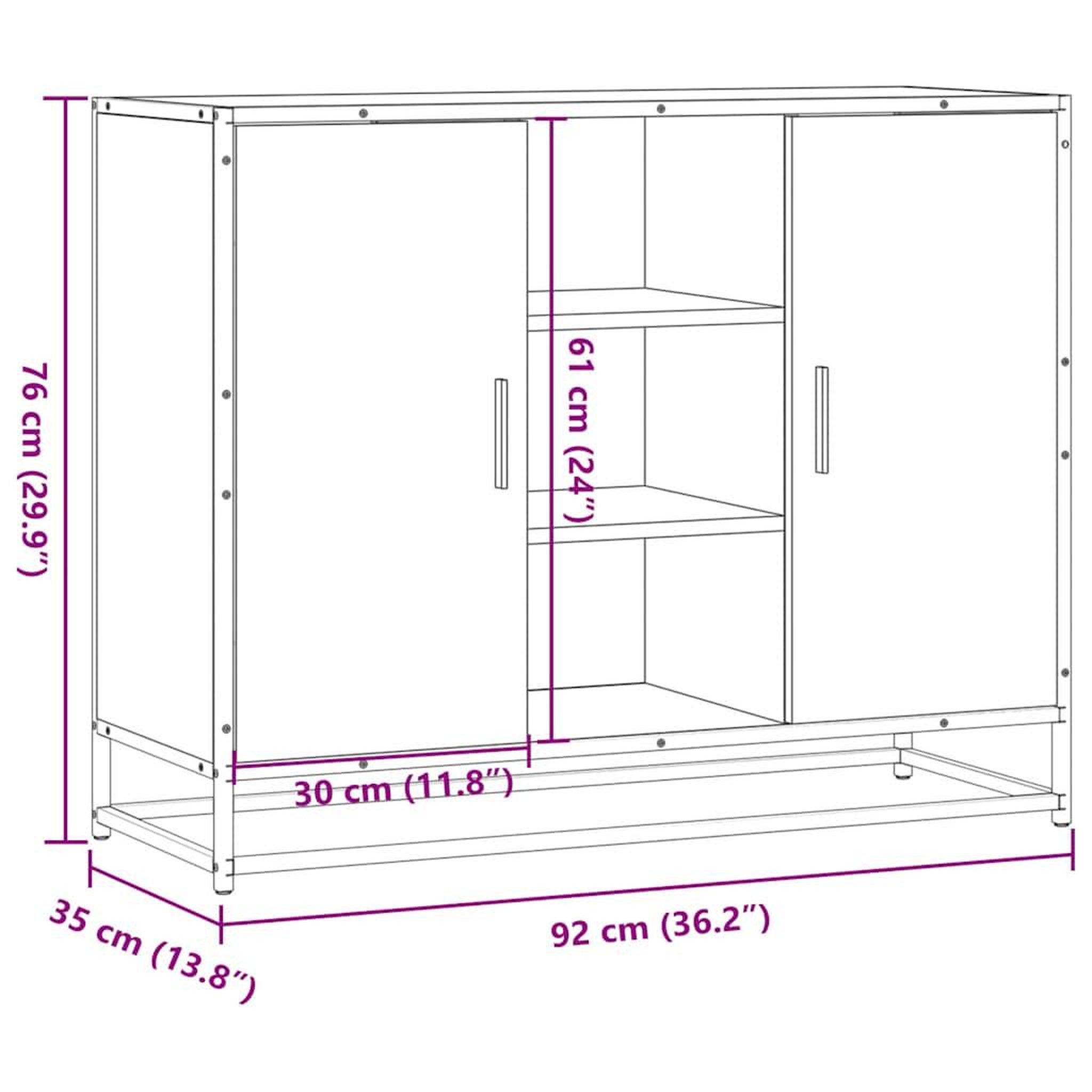 Voir la diapositive 6 : VIDAXL Buffet chene marron 92x35x76 cm Bois d'ingenierie