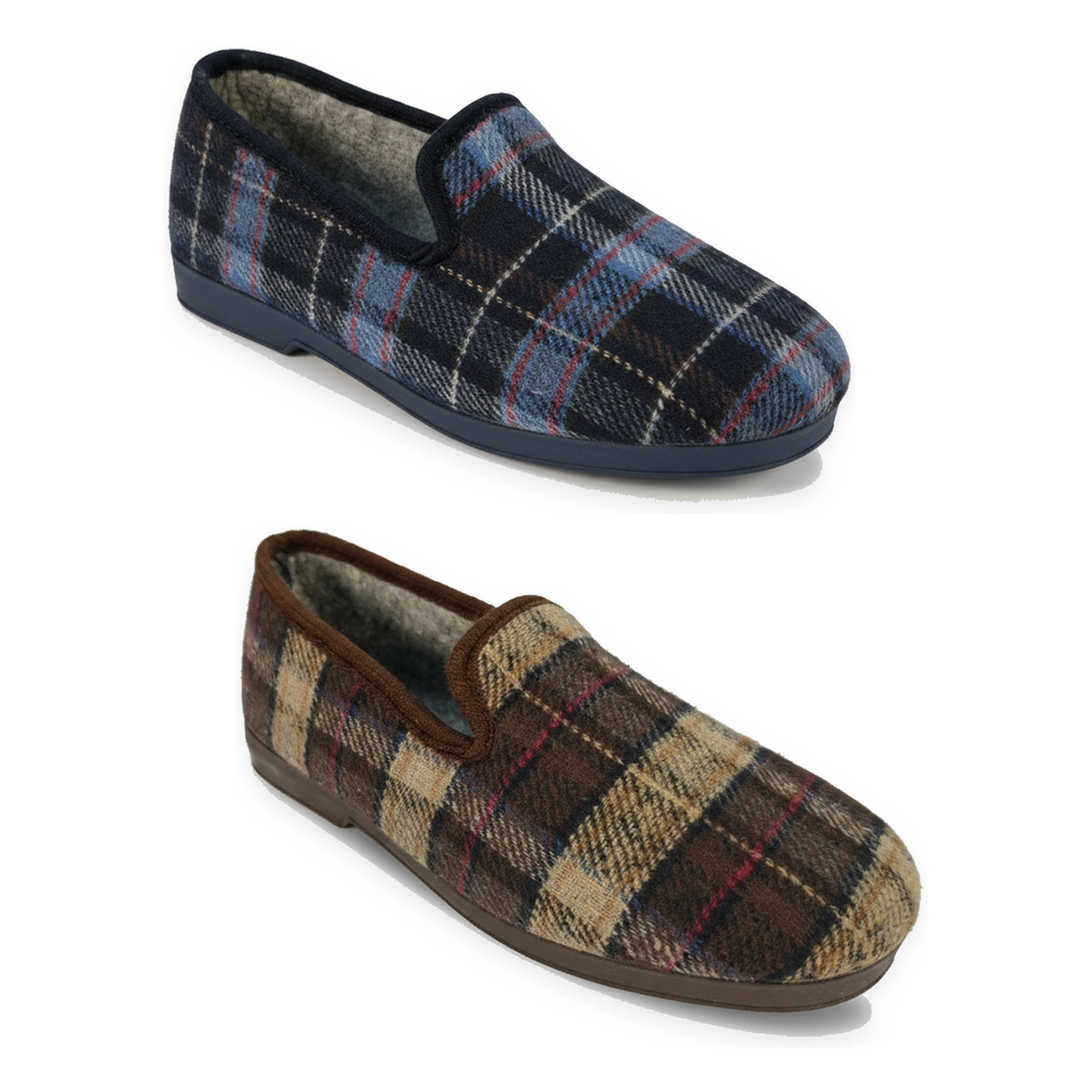 OZABI Ozabi pack de 2 paires pantoufles charentaises homme fabriquées en espagne. Coloris disponibles : Bleu, Bicolore