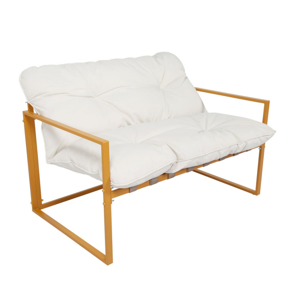 CONCEPT USINE Salon de jardin 6 places contemporain marron et coussins beiges RABAT