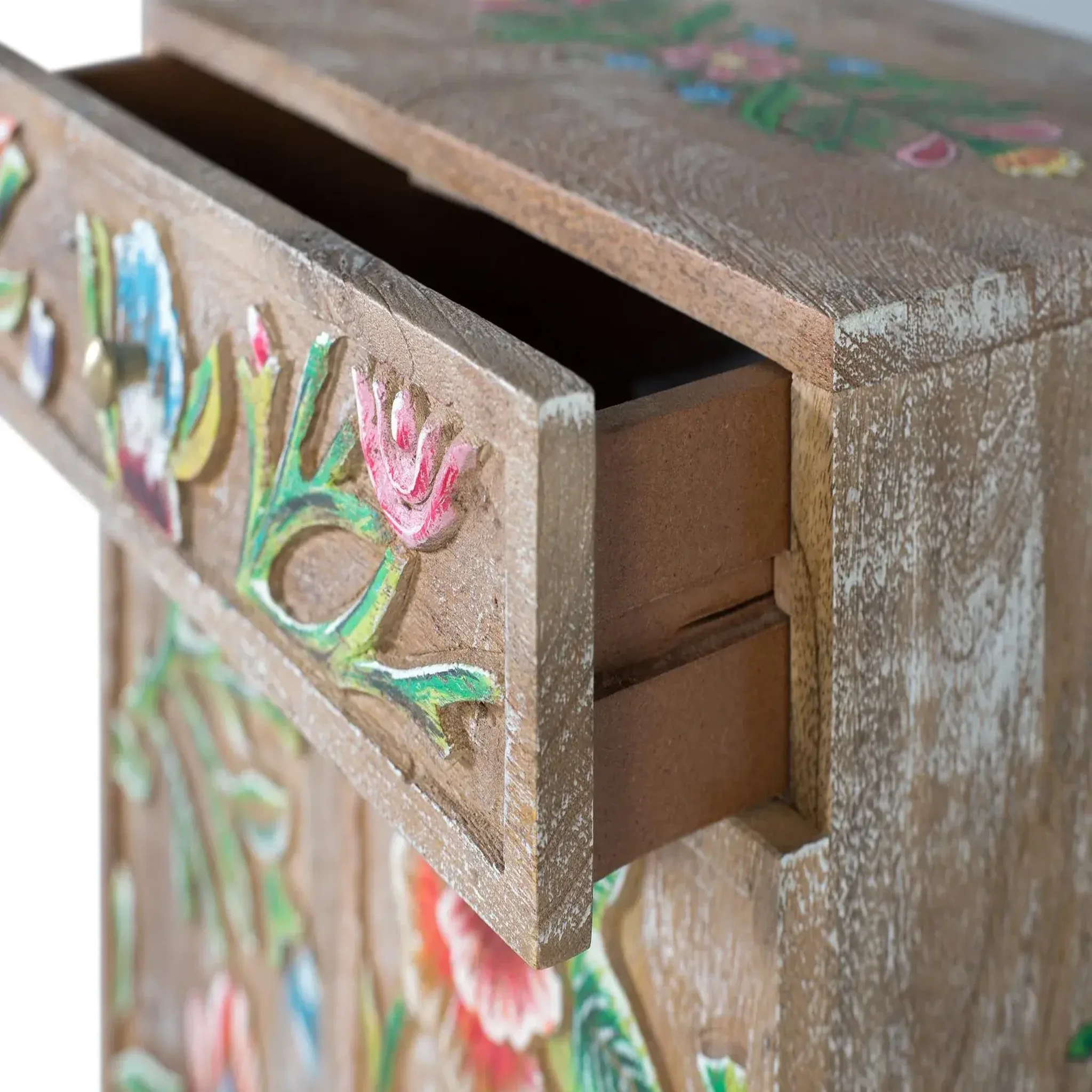 Voir la diapositive 4 : GINER Y COLOMER SL Meuble d'appoint en bois de manguier 42 cm style artisanal ethnique