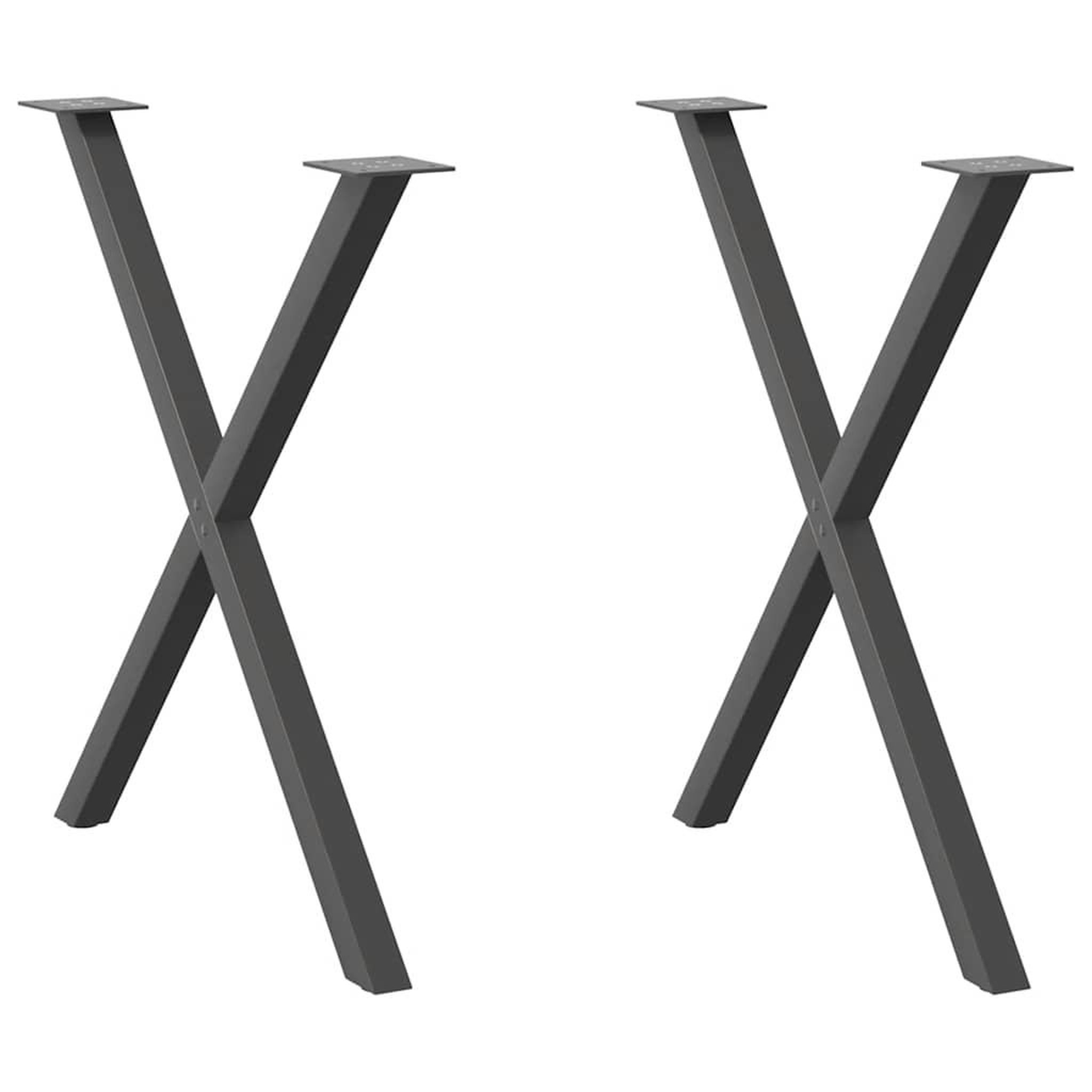 VIDAXL Pieds de table a manger forme de X 2 pcs 80x(72-73) cm acier