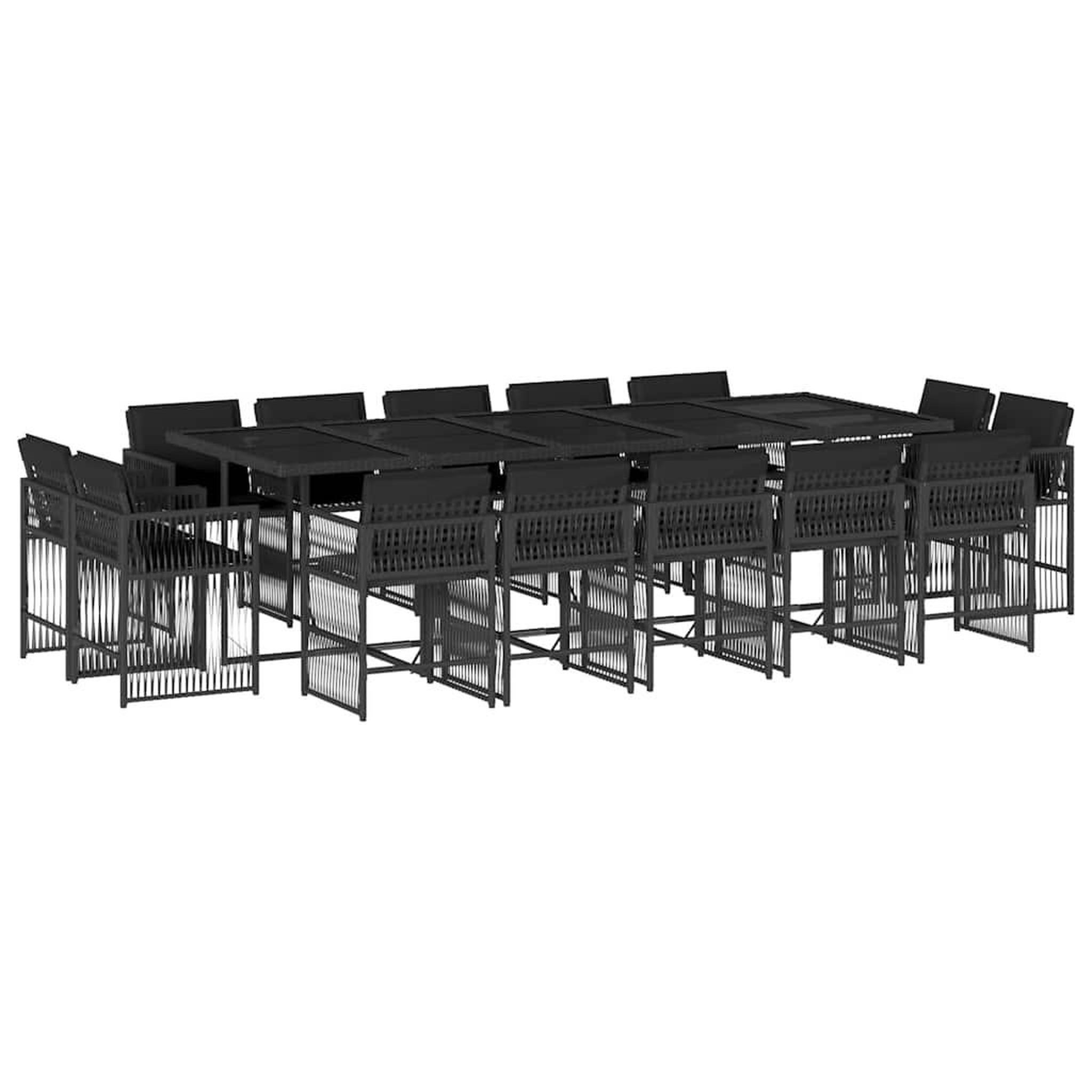 Voir la diapositive 2 : VIDAXL Ensemble a manger de jardin 15 pcs coussins noir resine tressee