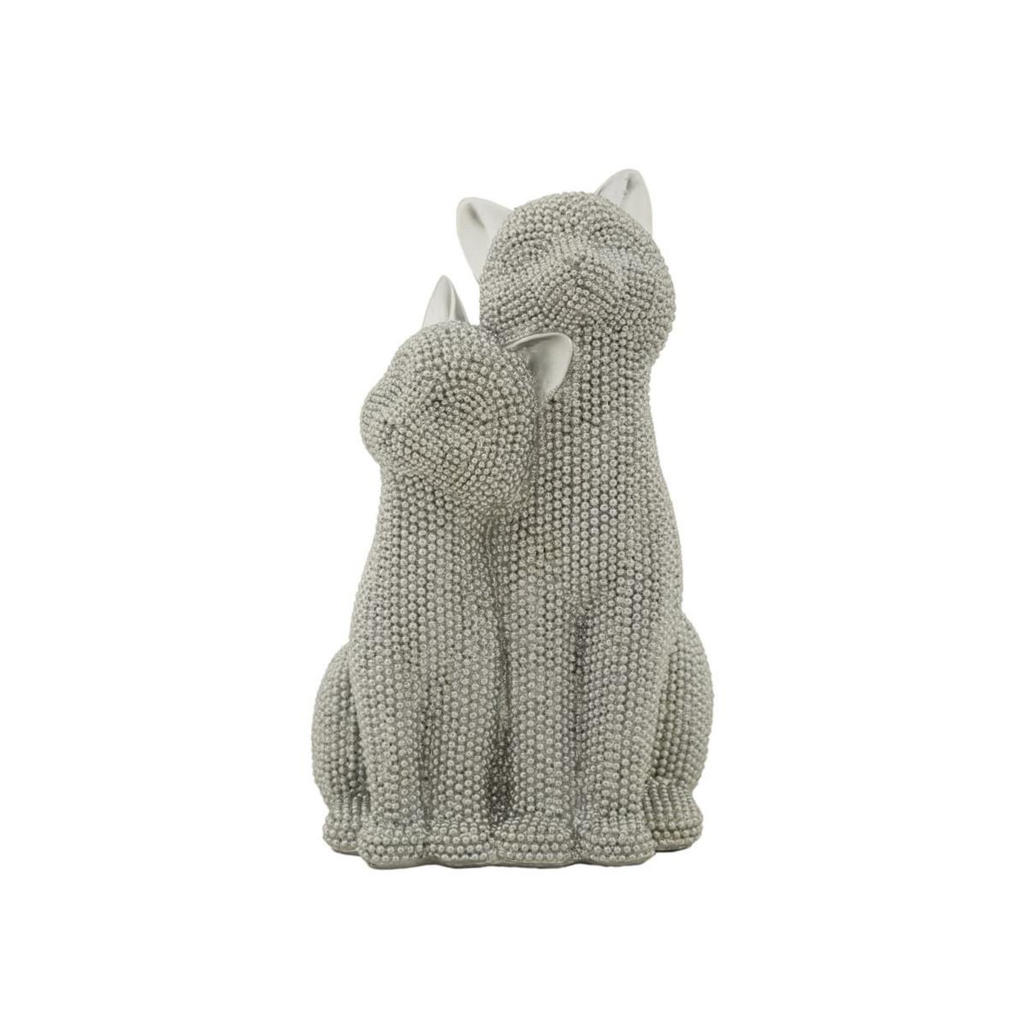Paris Prix Statuette déco couple de chat  sparky  21cm argent