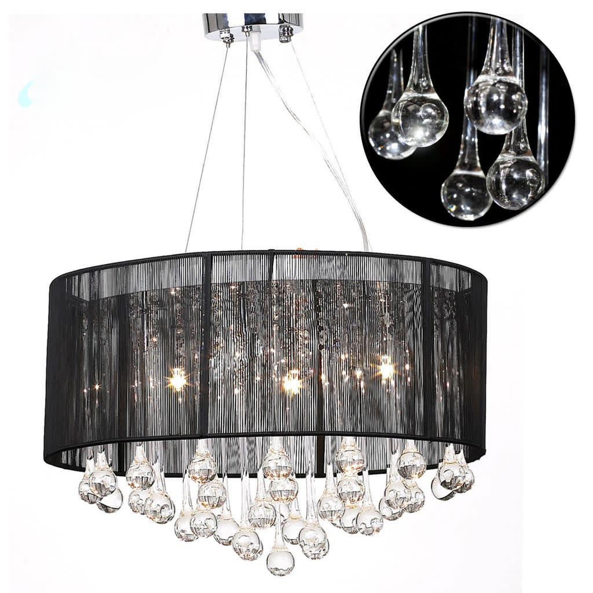 Voir la diapositive 3 : VIDAXL Lustre avec 85 cristaux Noir