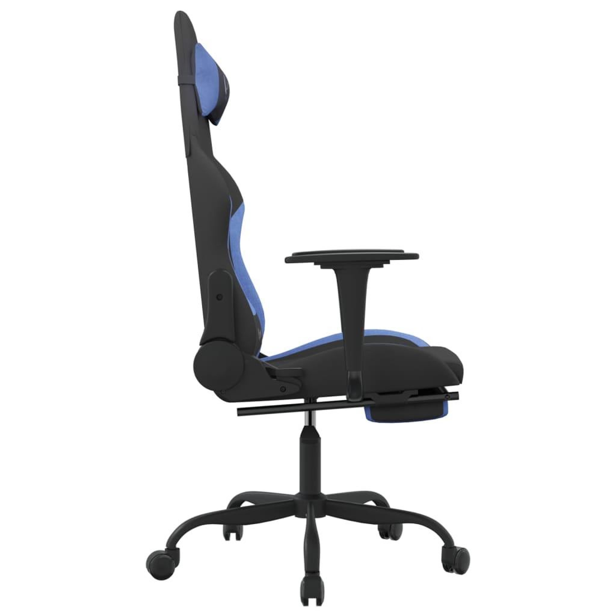 Voir la diapositive 4 : VIDAXL Chaise de jeu avec repose-pied Noir et bleu Tissu