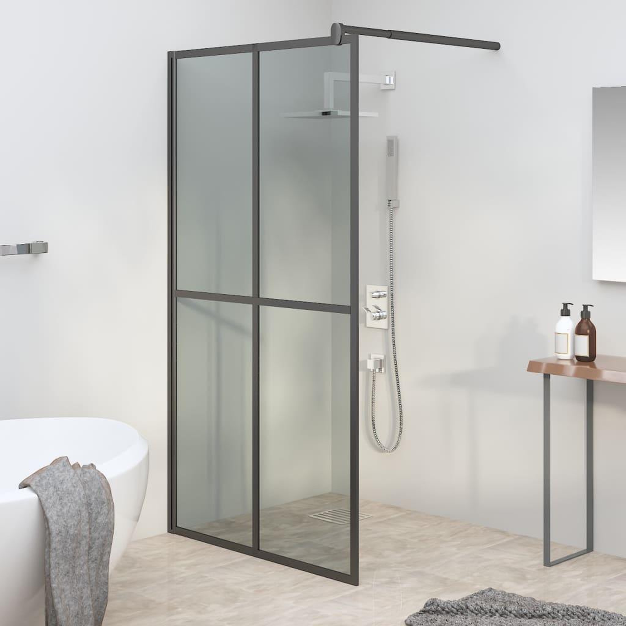 VIDAXL Ecran de douche 118x190 cm Verre trempe fonce