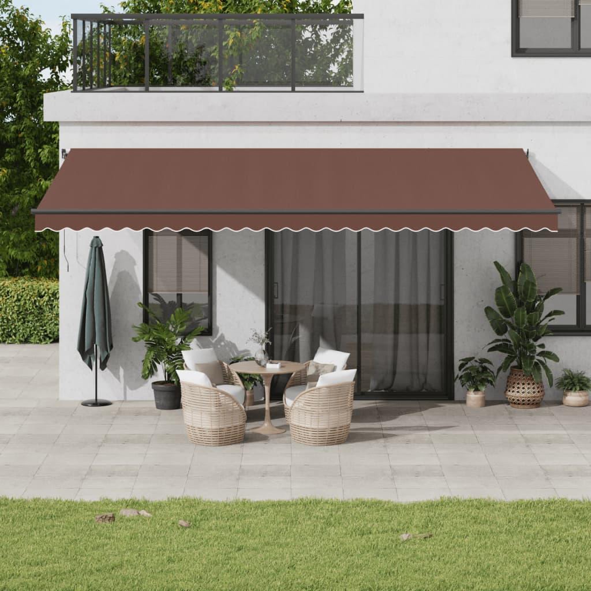 VIDAXL Auvent retractable automatique avec LED marron 600x300 cm