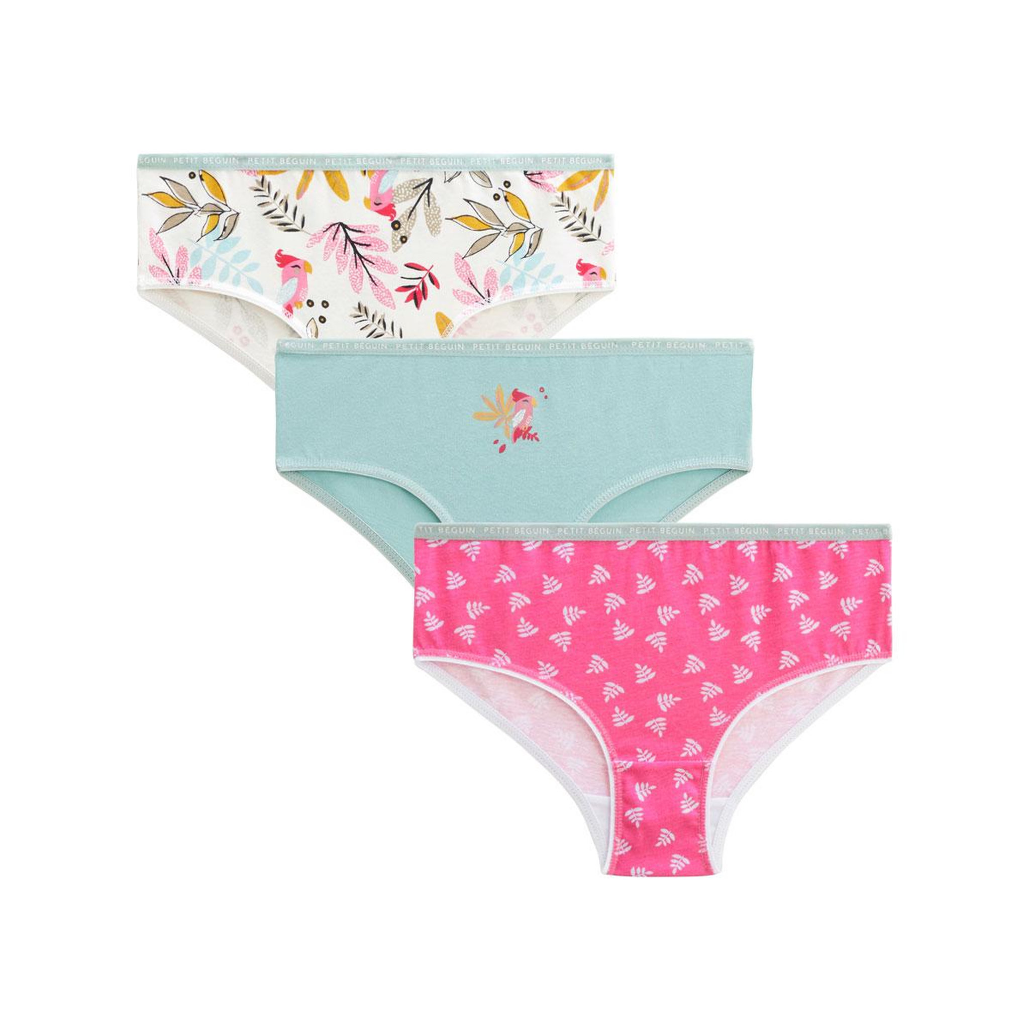 Voir la diapositive 1 : Petit Béguin Lot de 3 culottes fille Love Jungle