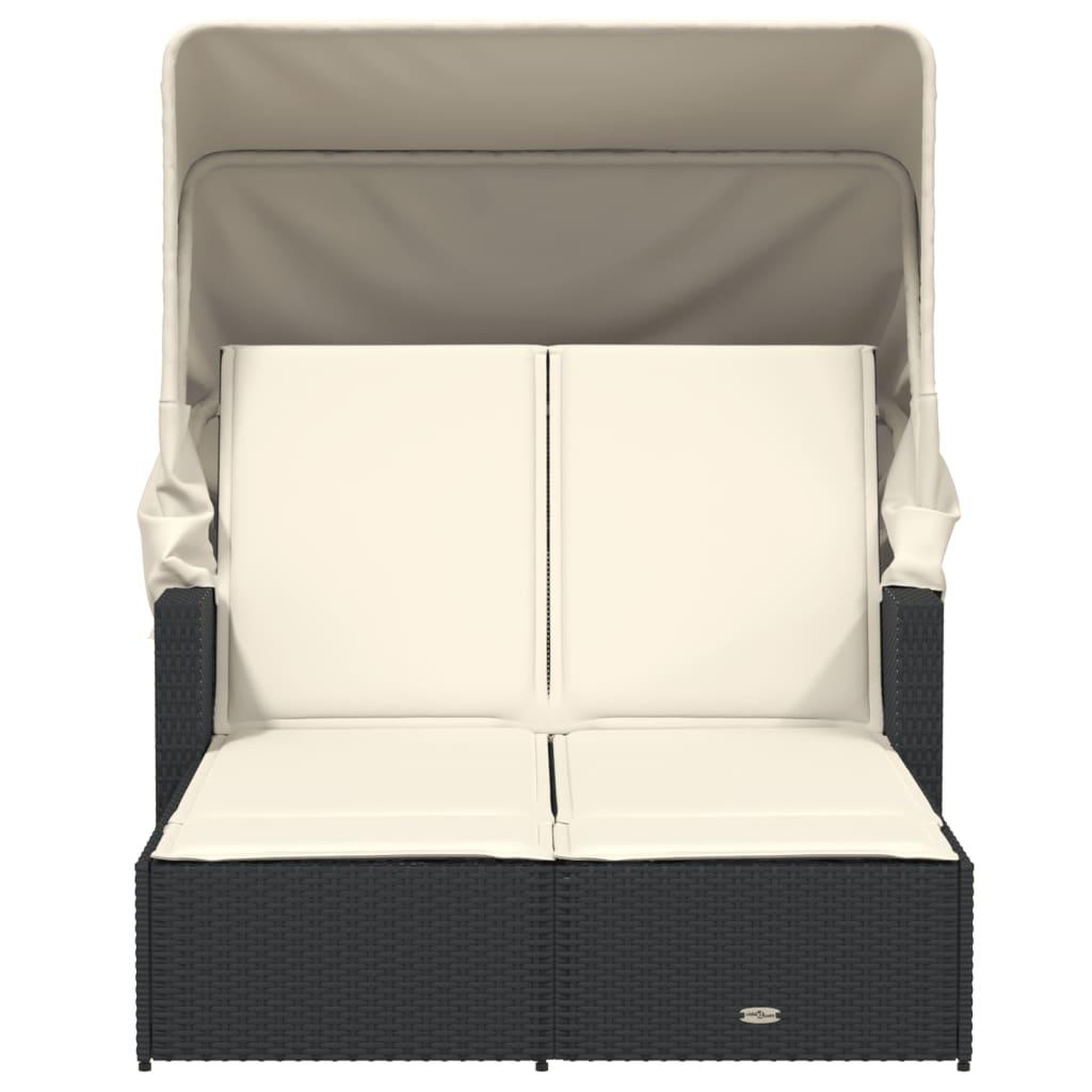 Voir la diapositive 4 : VIDAXL Chaise longue double et auvent et coussins noir resine tressee