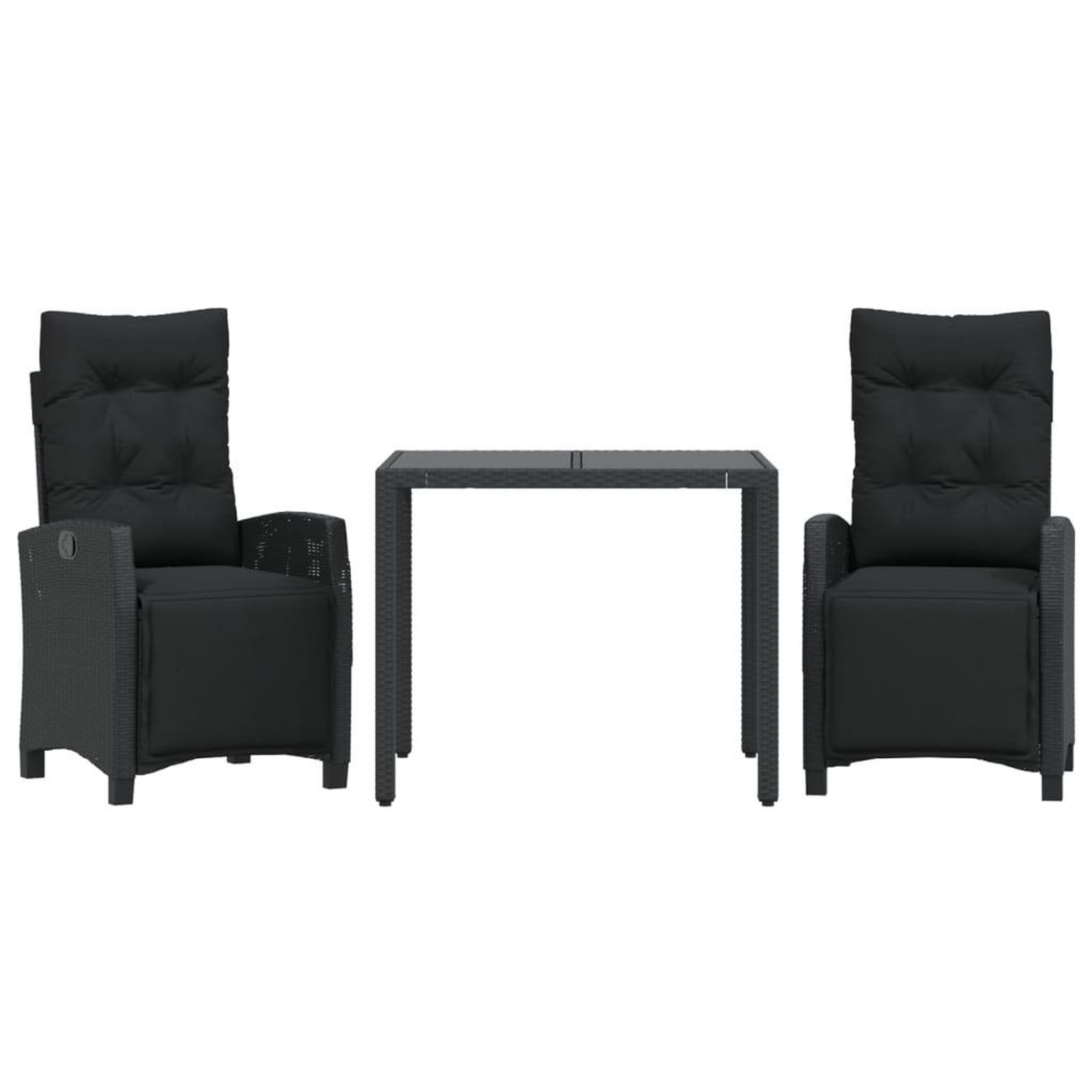 Voir la diapositive 2 : VIDAXL Ensemble a manger de jardin avec coussins 3 pcs Noir