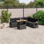 VIDAXL Salon de jardin 7 pcs avec coussins noir resine tressee