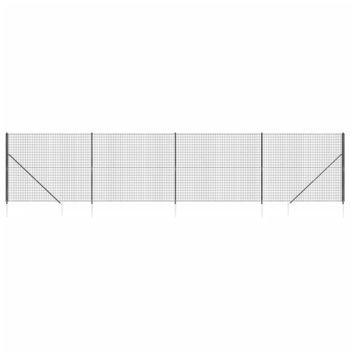 VIDAXL Cloture en treillis metallique et ancrage anthracite 2,2x10 m
