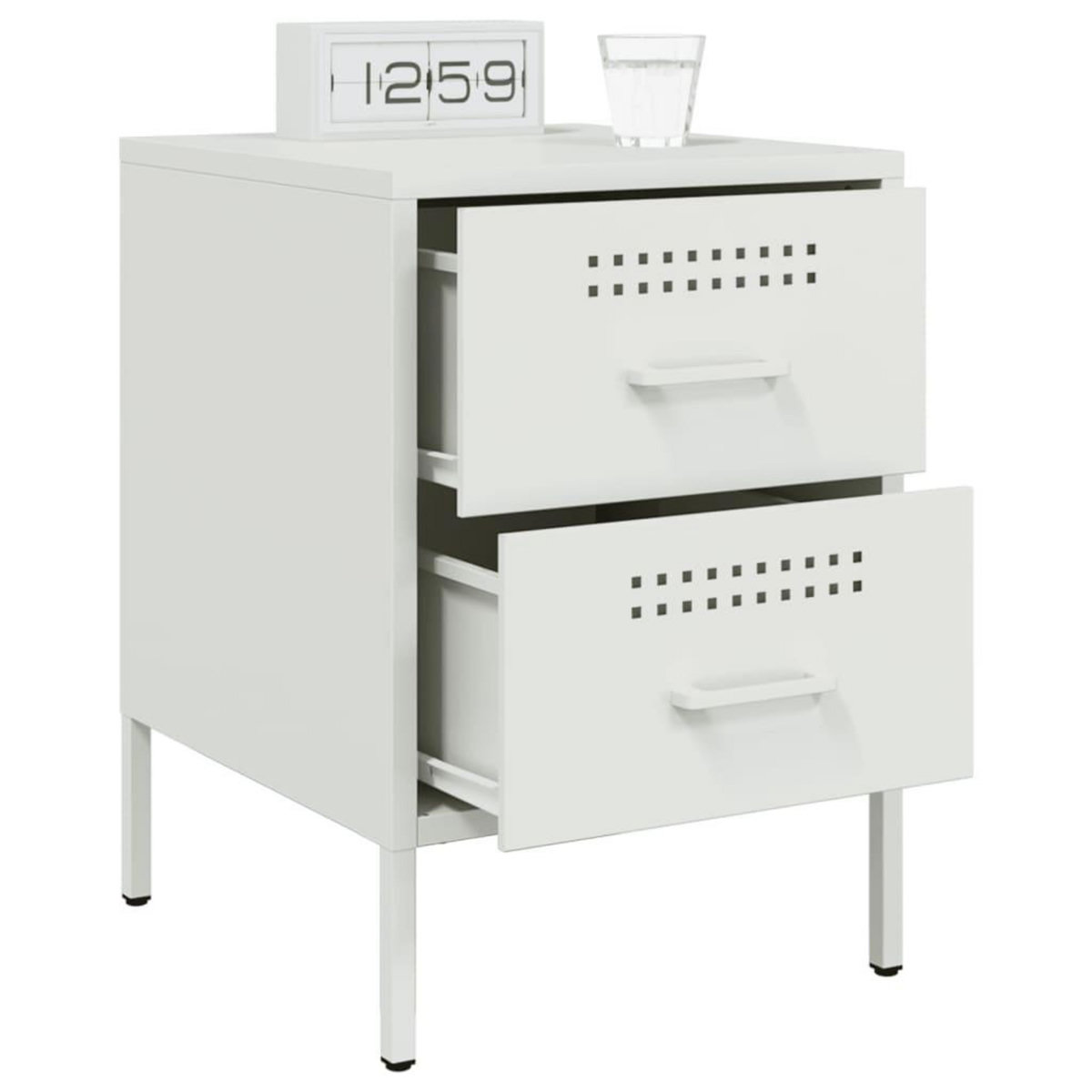 VIDAXL Tables de chevet 2 pcs blanc 36x39x50,5 cm acier