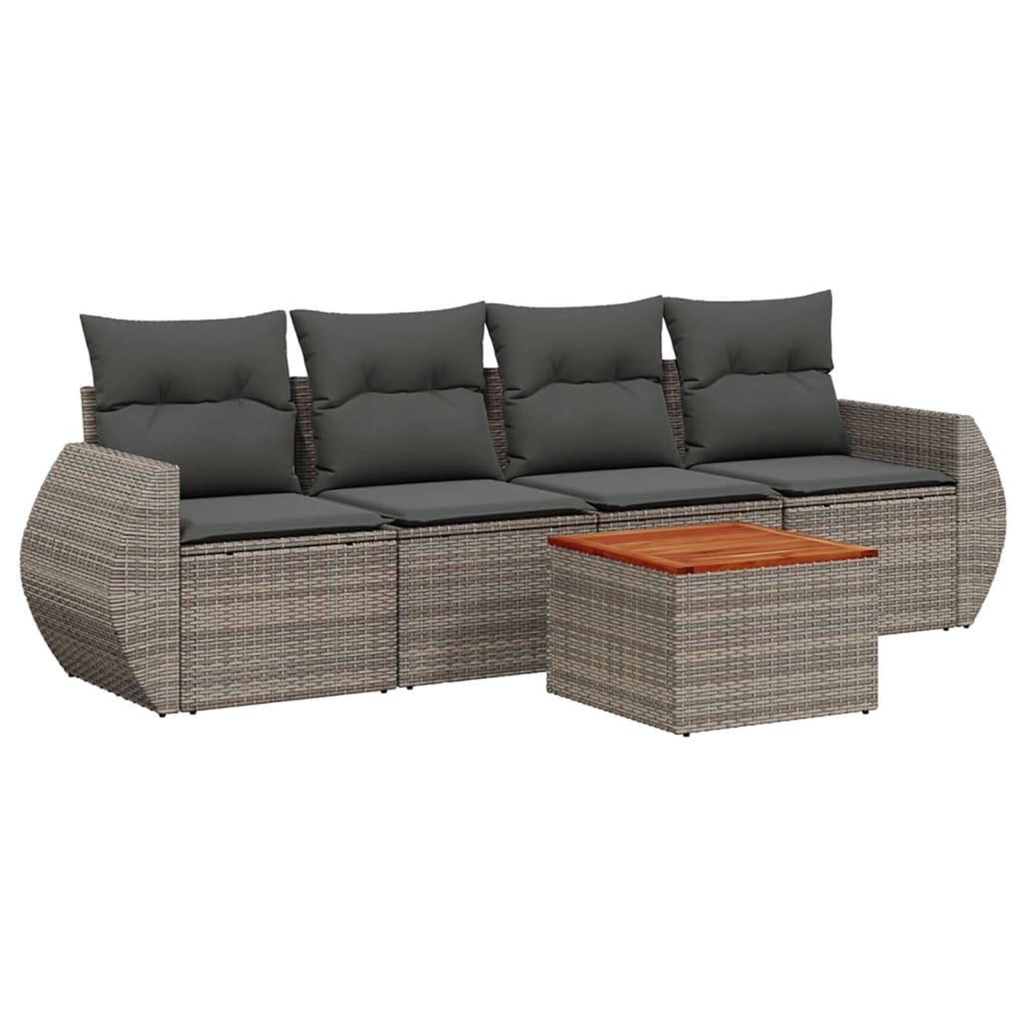 Voir la diapositive 2 : VIDAXL Salon de jardin 5 pcs avec coussins gris resine tressee
