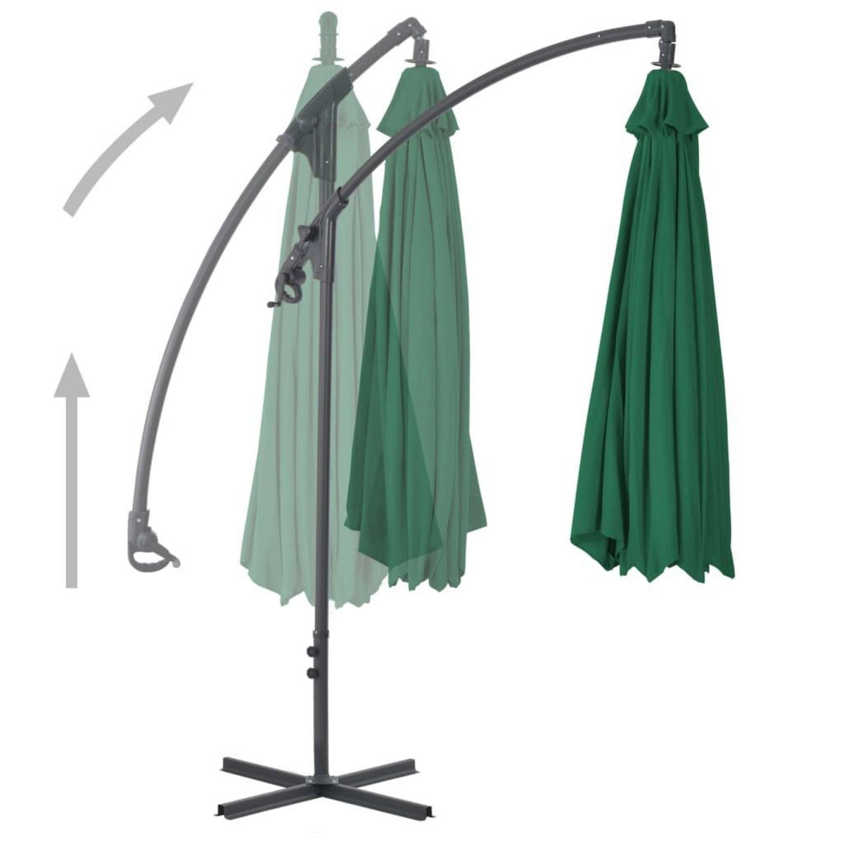 VIDAXL Parasol de jardin en porte-a-feux avec mat en acier 300 cm Vert