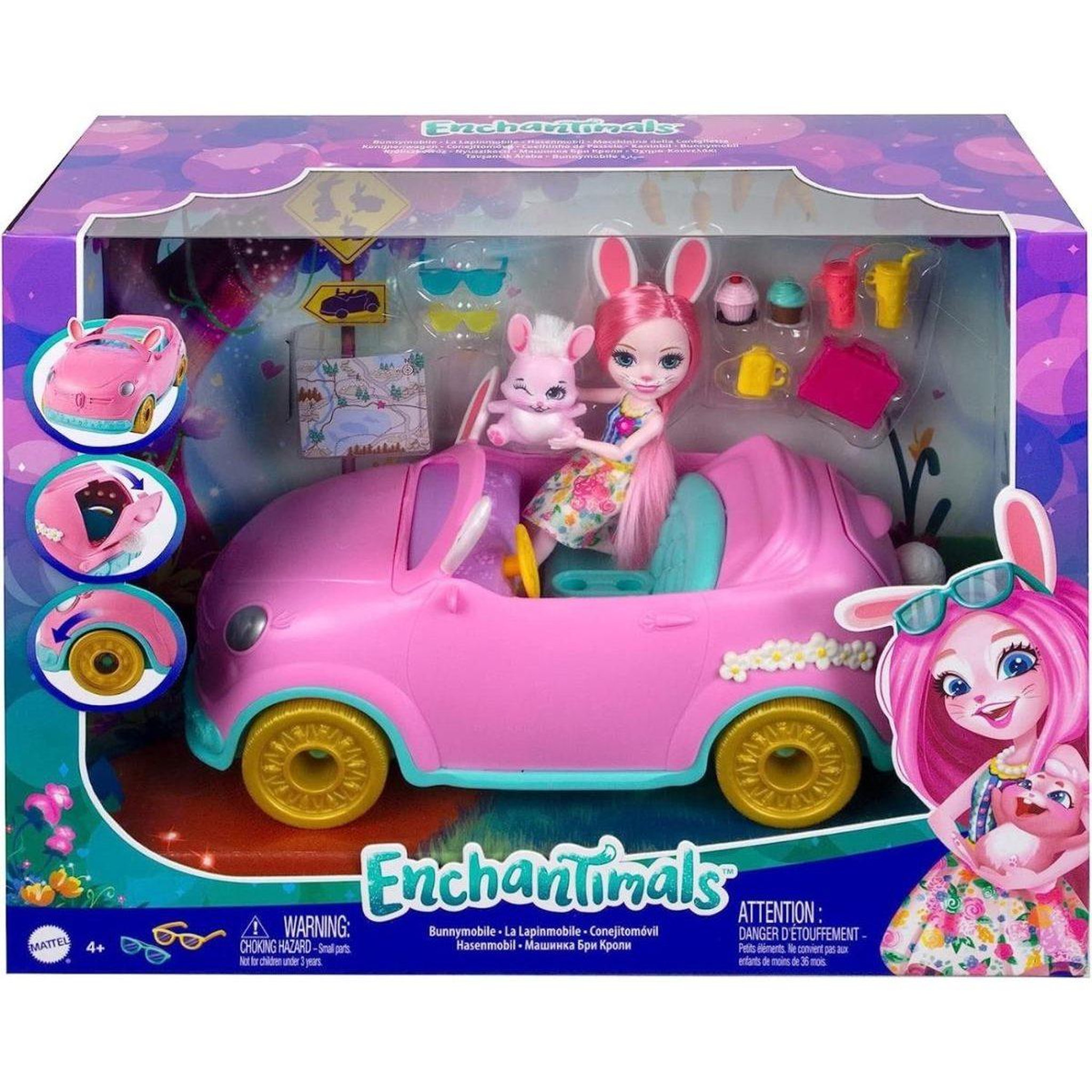 MATTEL Poupée enchantimals  hfc85 - bree bunny et sa voiture lapin