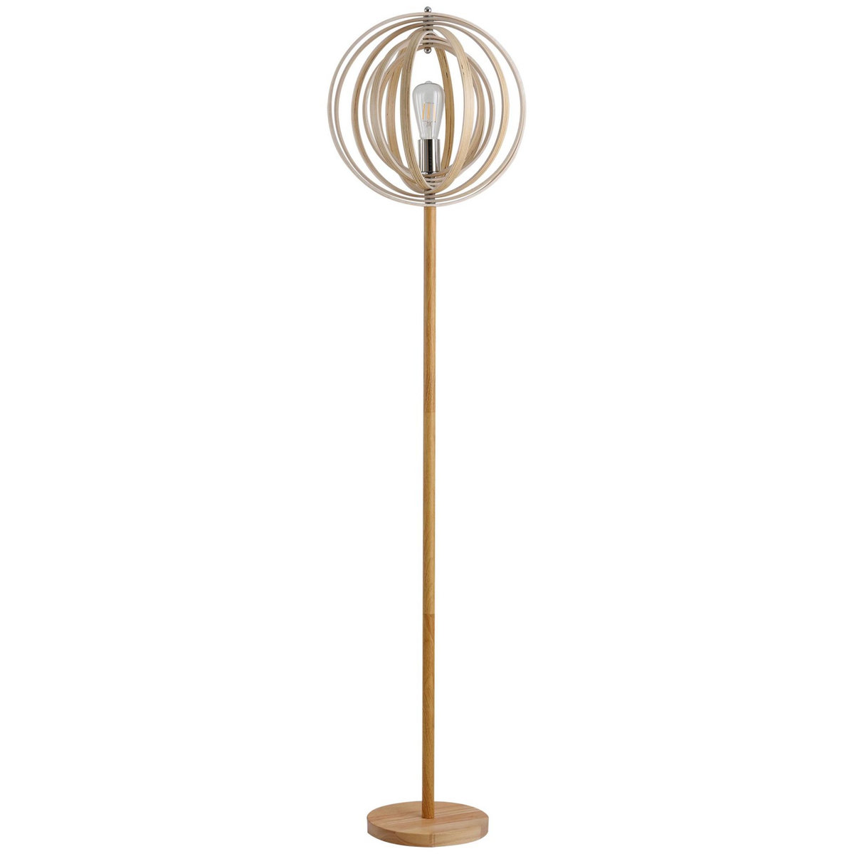 HOMCOM Lampadaire sur Pied Circulaire 40 W Max. Abat-Jour bois naturel clair dim. Ø 38 x 160 cm