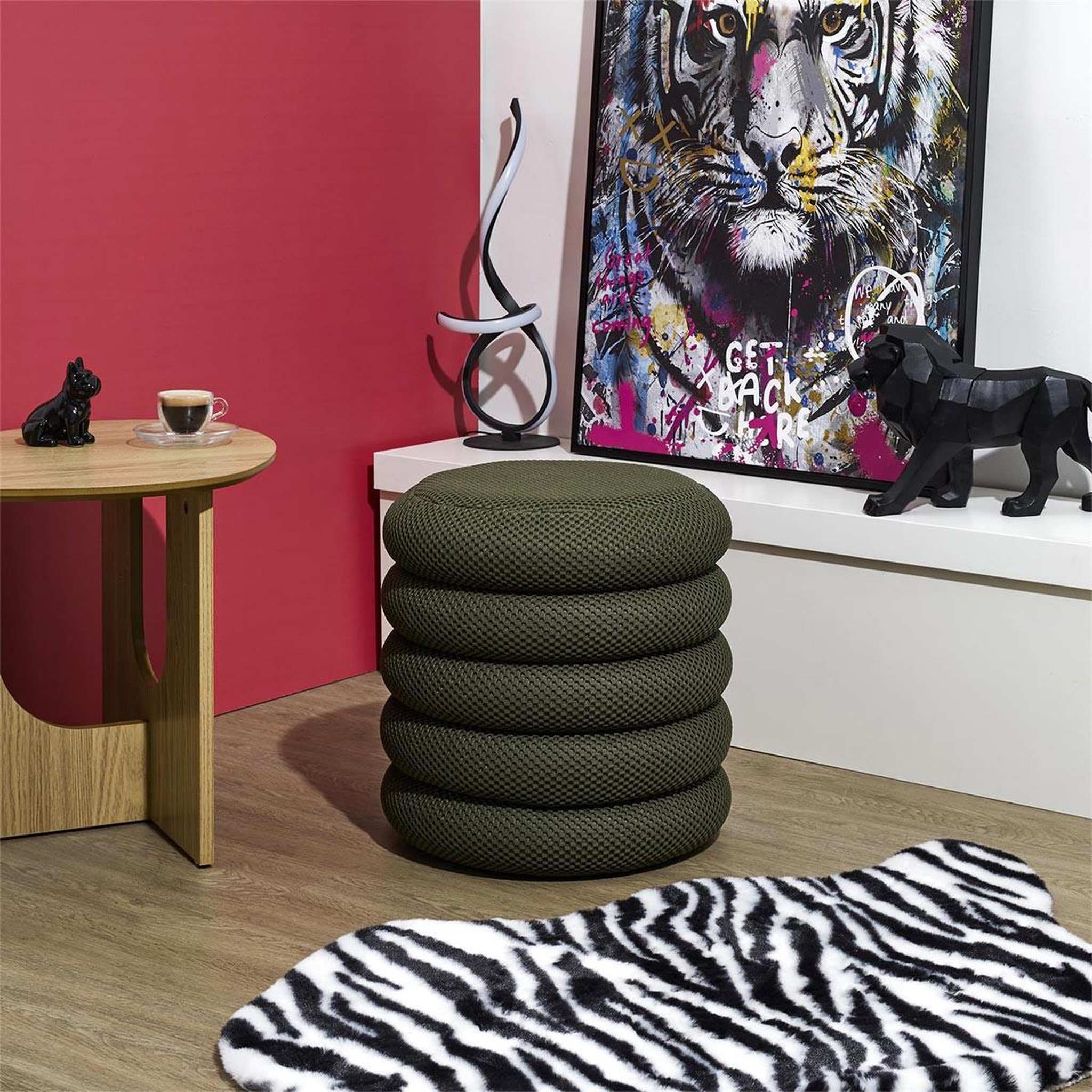 Voir la diapositive 4 : The Home Deco Factory Pouf coffre rangement  atome  42cm kaki