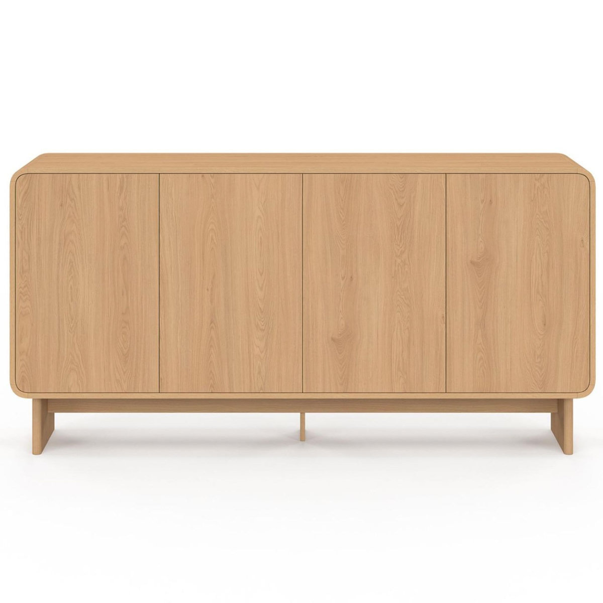 ID MARKET Buffet 160 cm CAPUCINE XXL 4 portes façon hêtre design arrondi