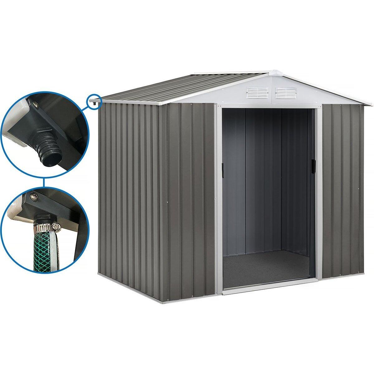 Habitat et Jardin Abri jardin métal  Dallas   - 5,29 m² avec gouttière - Taupe