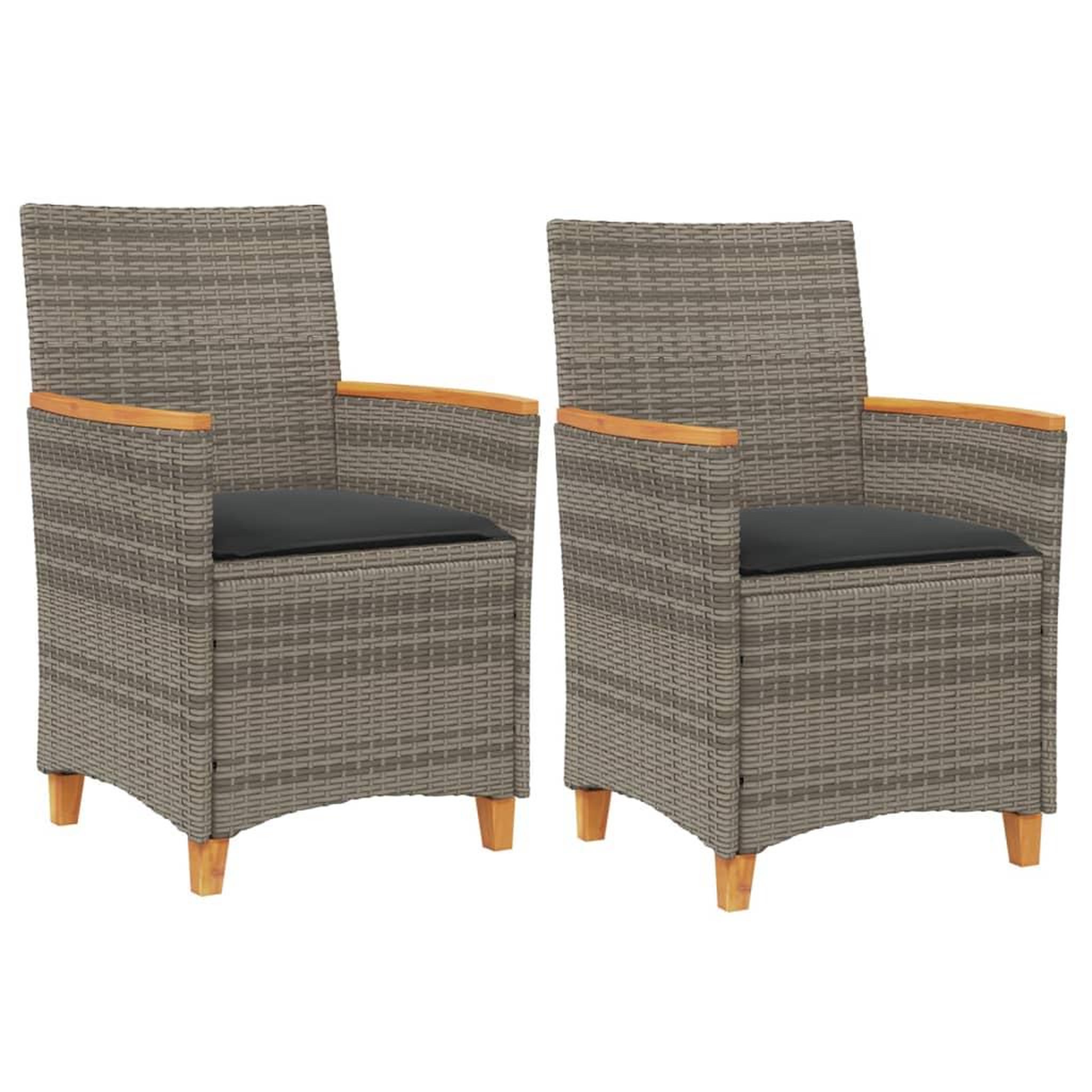 Voir la diapositive 2 : VIDAXL Chaises de jardin coussins lot de 2 gris resine tressee et bois