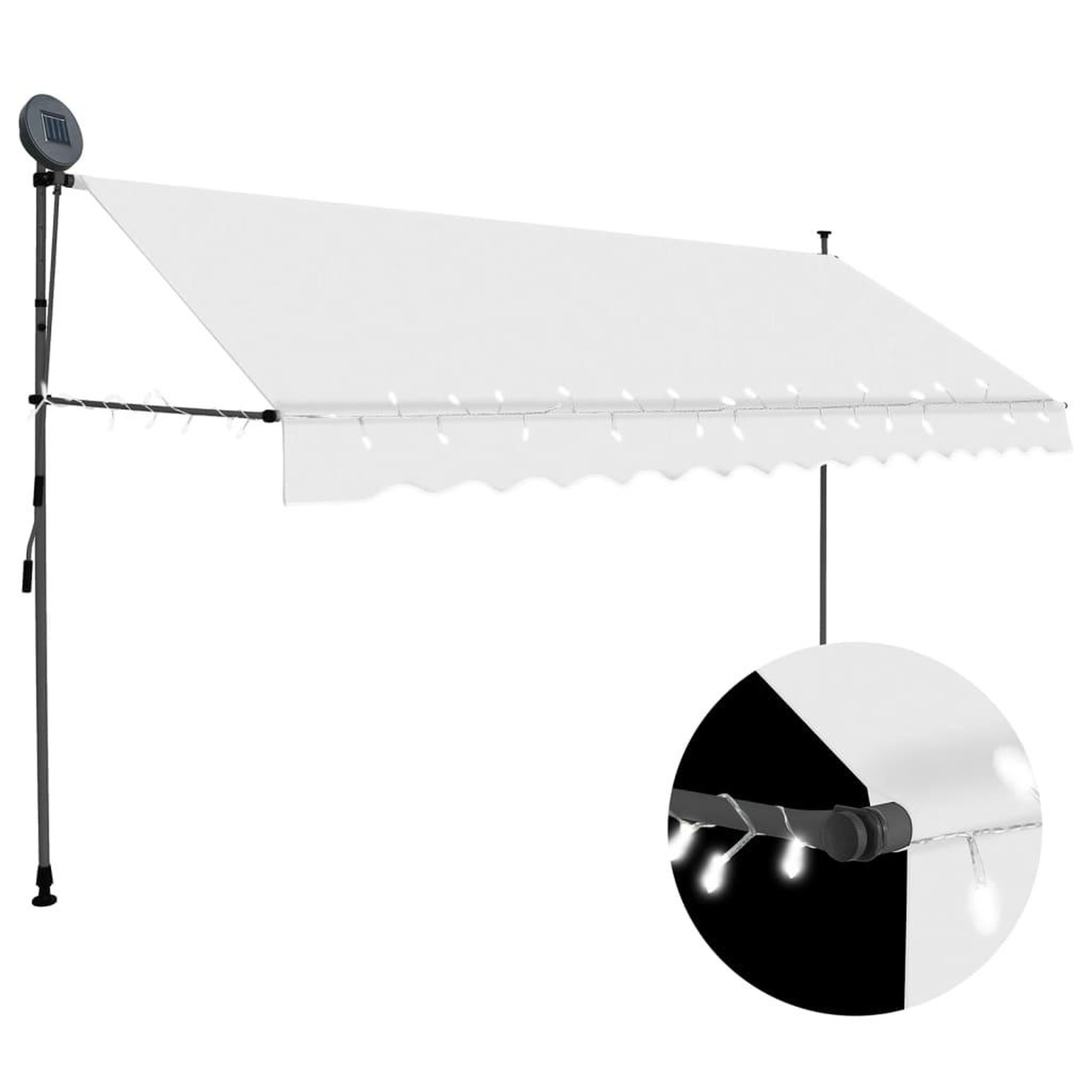Voir la diapositive 1 : VIDAXL Auvent manuel retractable avec LED 350 cm Creme