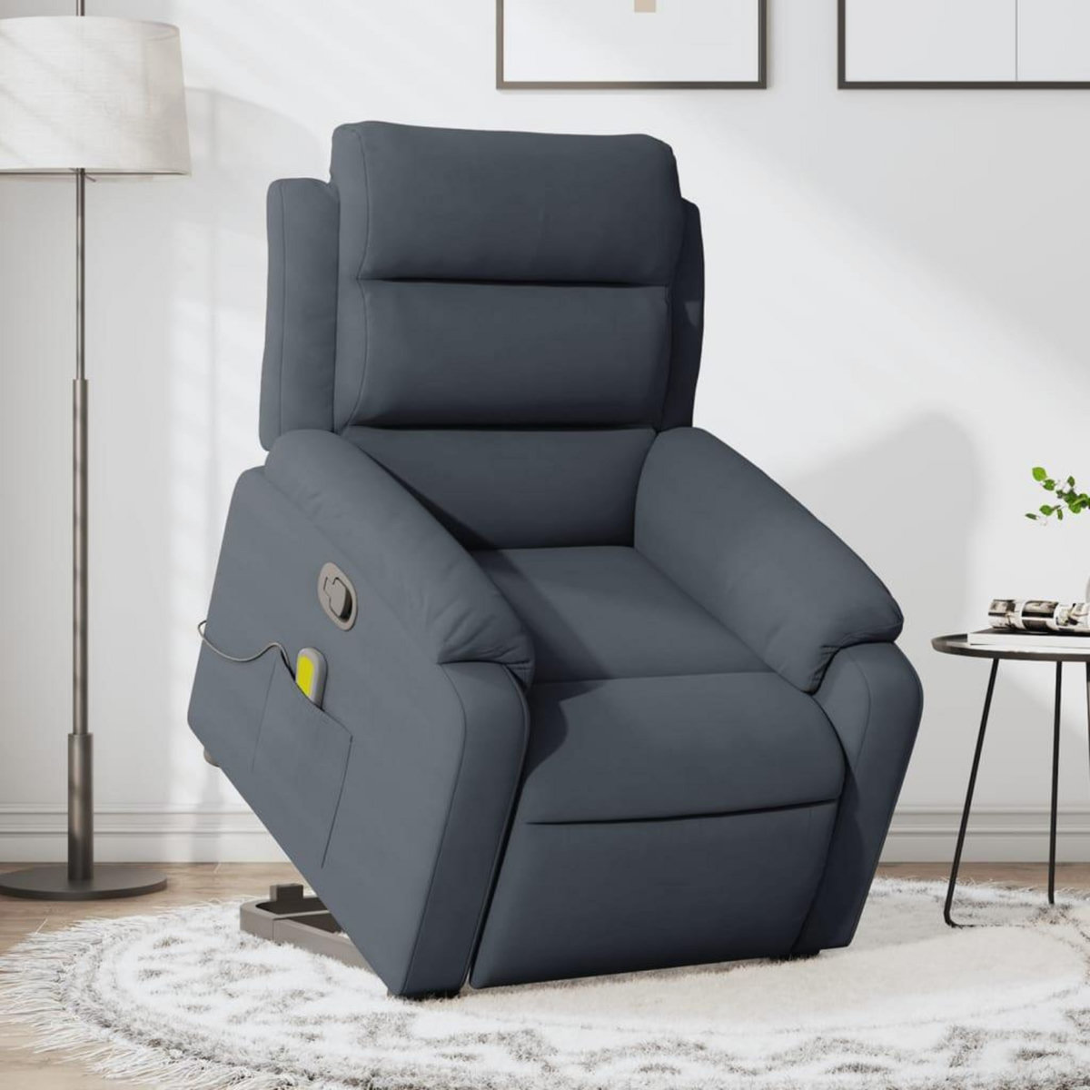 VIDAXL Fauteuil de massage inclinable Gris fonce Velours