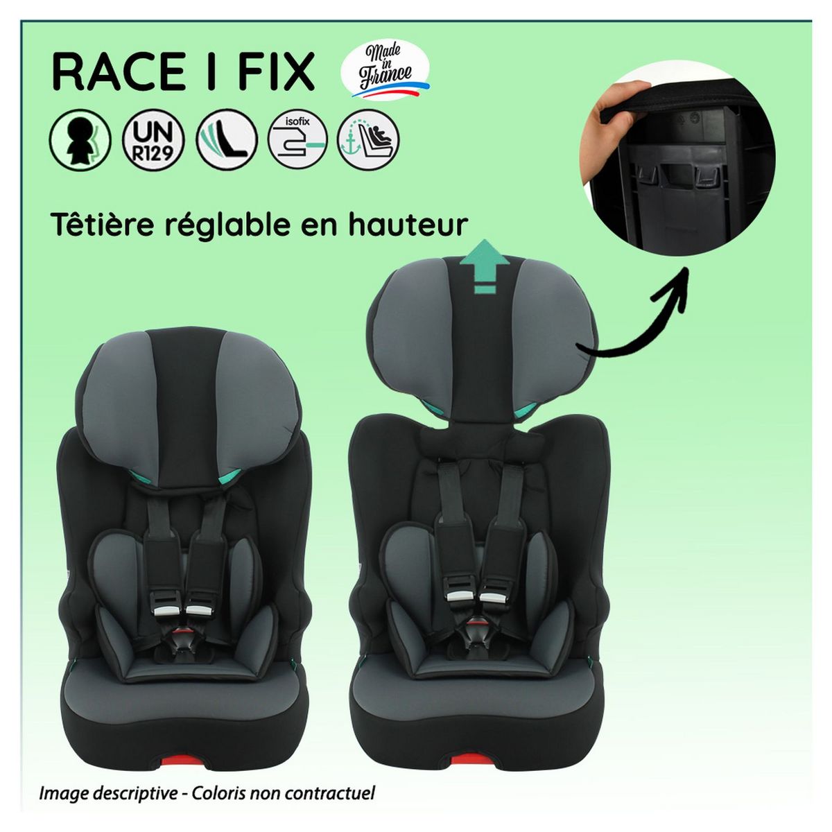 NANIA Siège auto fixations isofix RACE I FIX 76-140 cm R129 i-Size Disney