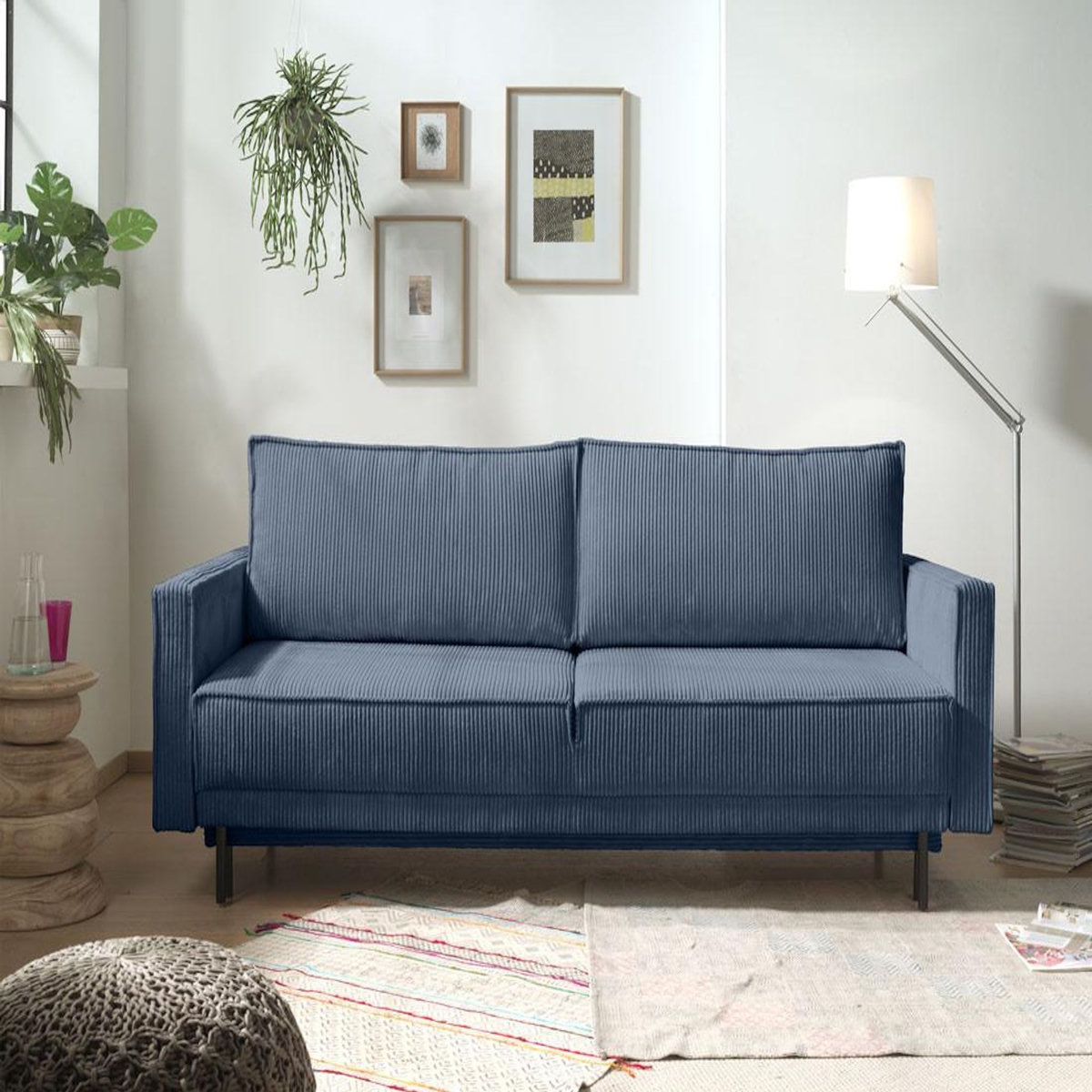 LISA DESIGN Charlie - canapé 3 places convertible avec coffre - en velours côtelé