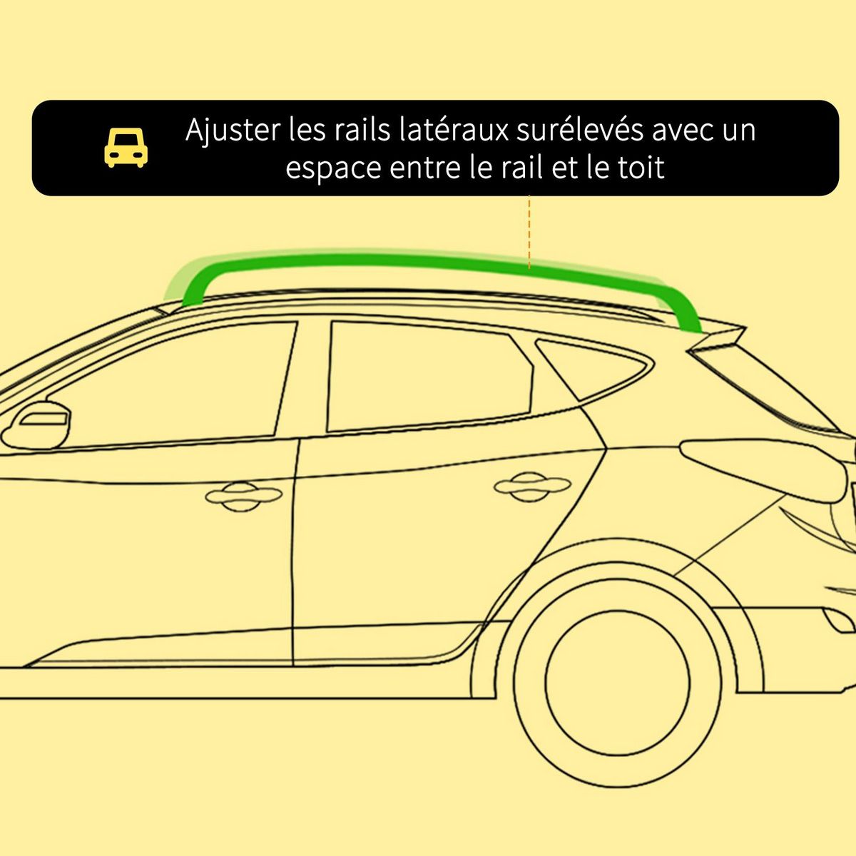 HOMCOM Barres de toit de voiture verrouillables 2 clés fournies dim. 135L x 5,5l x 7H cm aluminium noir