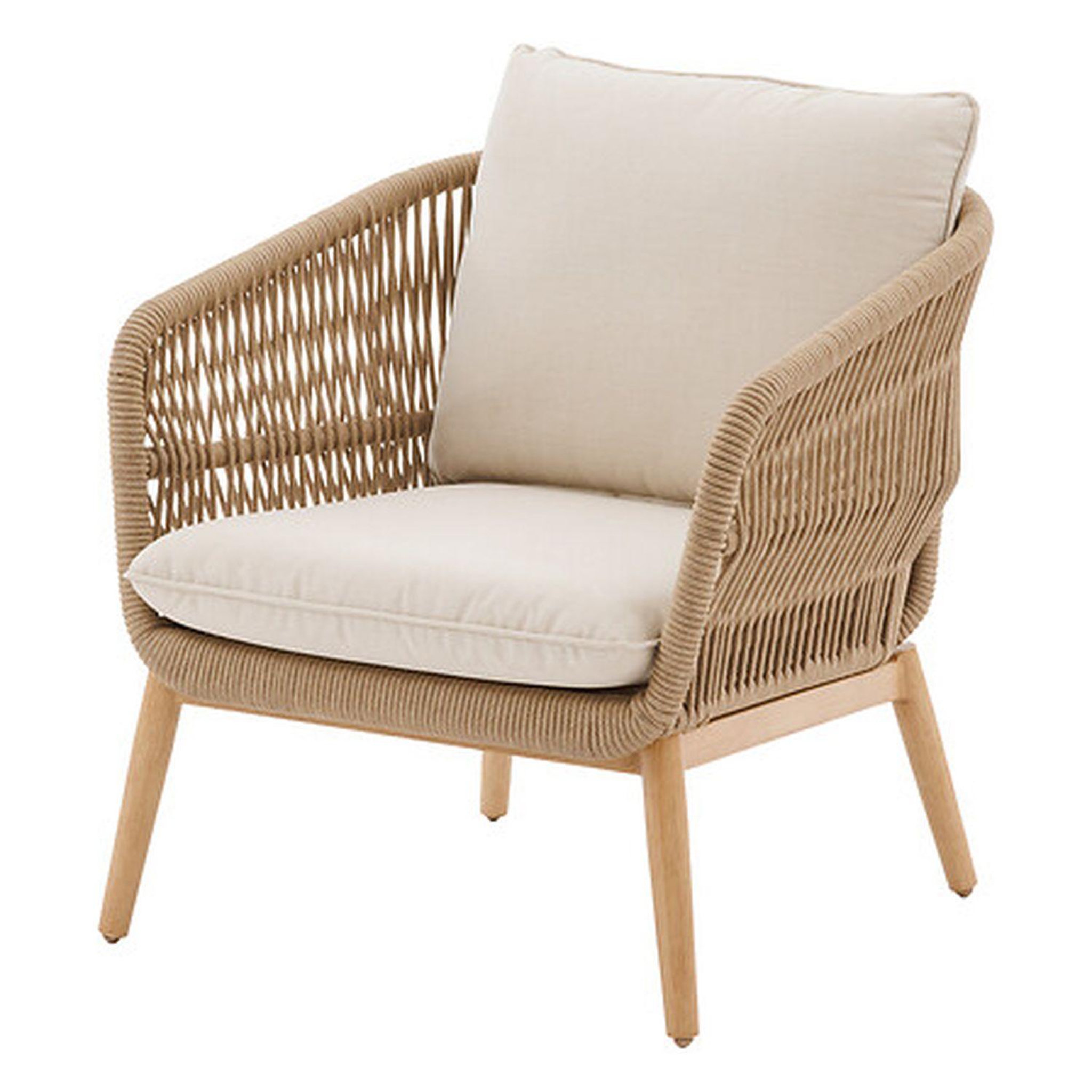 Voir la diapositive 1 : HESPERIDE Fauteuil de salon de jardin en acier effet bois et mailles orissa