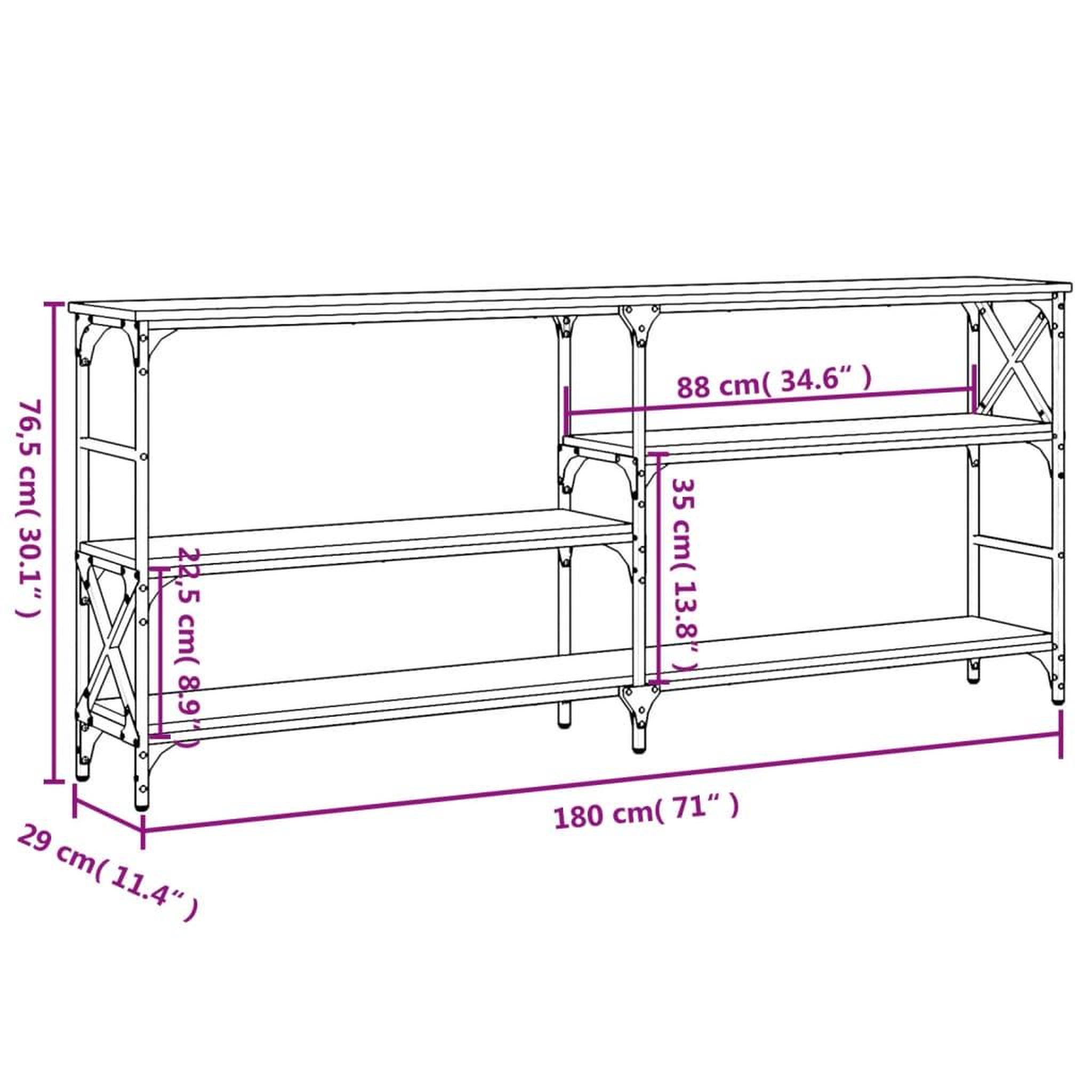 Voir la diapositive 6 : VIDAXL Table console sonoma gris 180x29x76,5 cm bois d'ingenierie