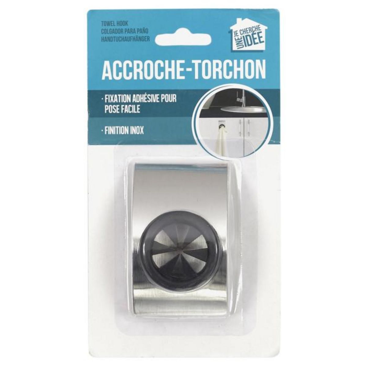 Paris Prix Accroche Torchon Adhésif  Spin  8cm Argent