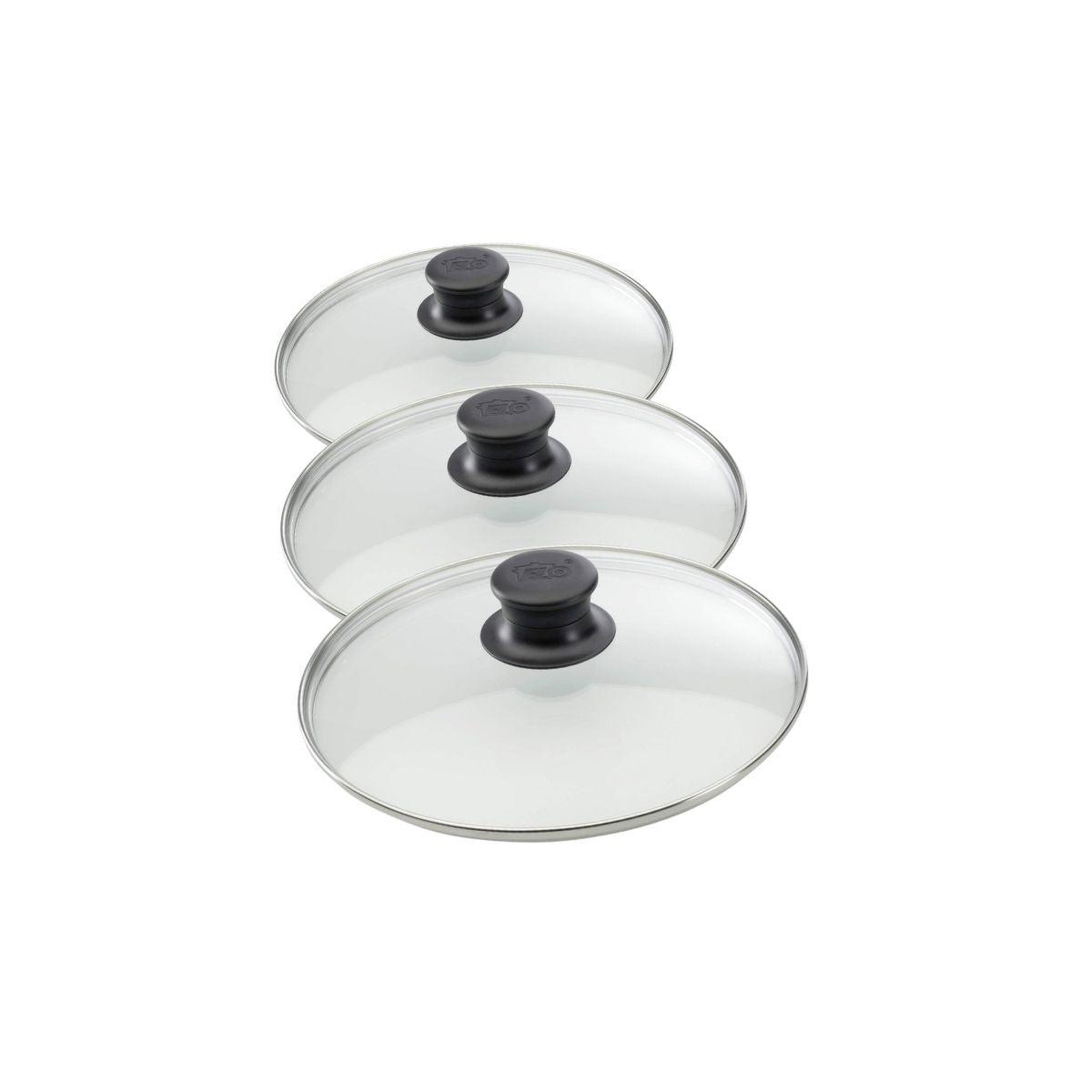 ELO Set de 3 couvercles de cuisson en verre 20 cm 24 cm et 28 cm elo