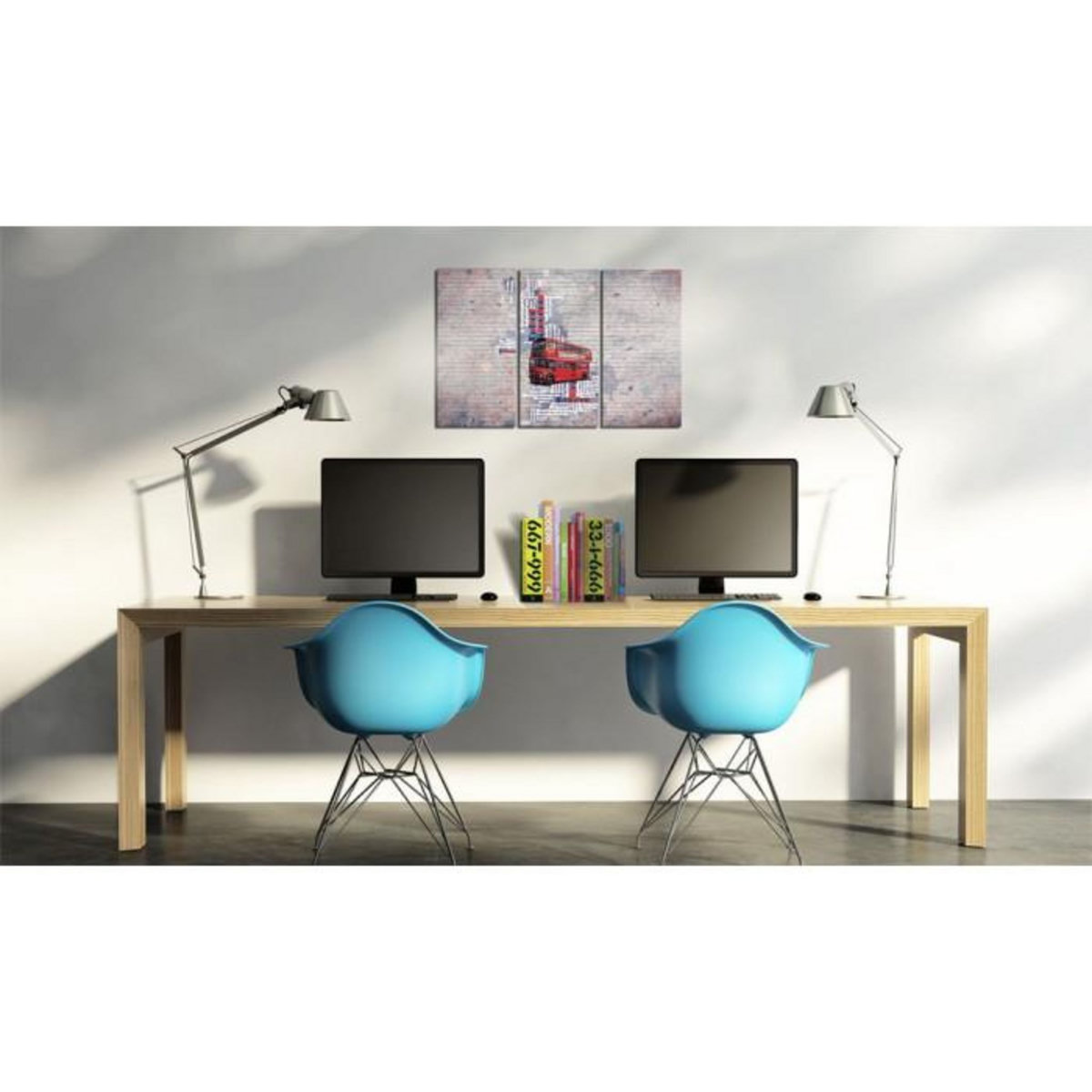 Paris Prix Tableau 3 Panneaux  Autour de la Grande Bretagne en Routemaster