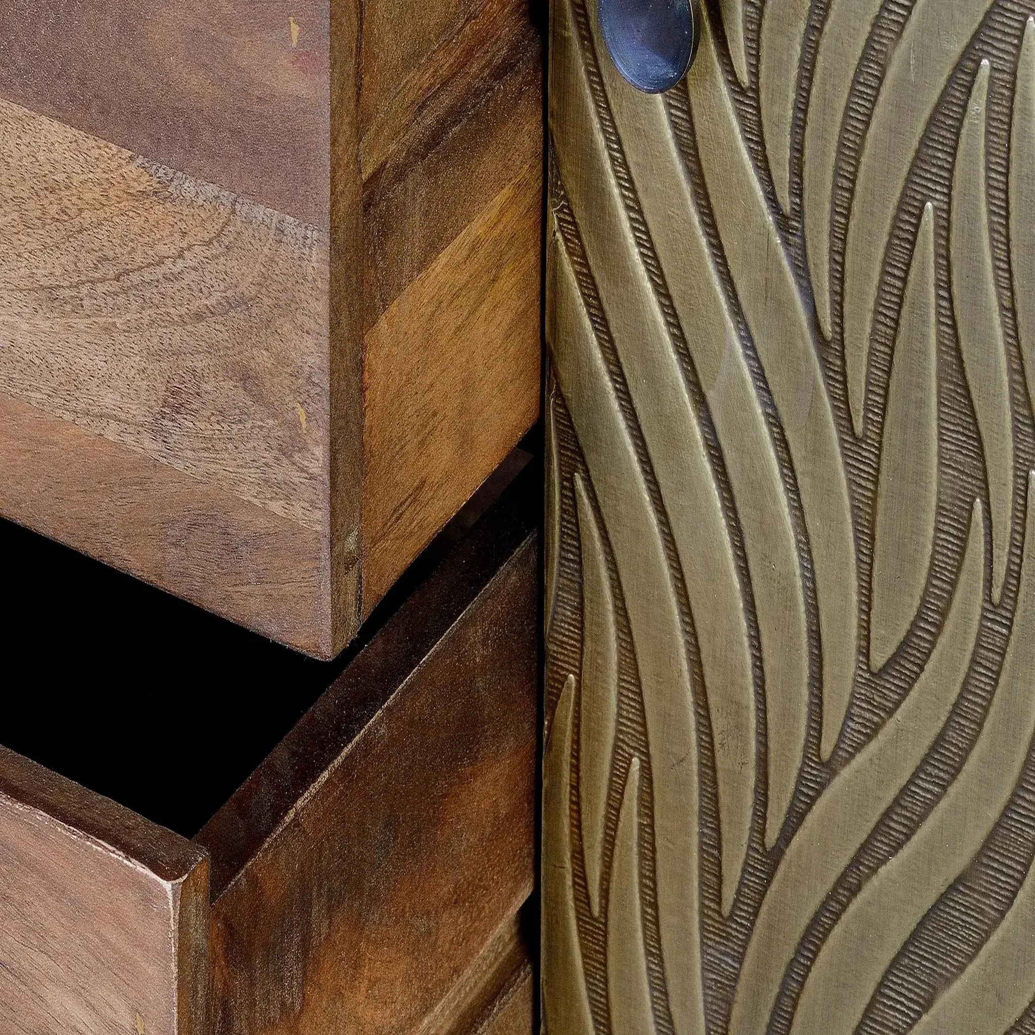 Voir la diapositive 2 : GINER Y COLOMER SL Buffet en bois de manguier 160cm style rétro moderne