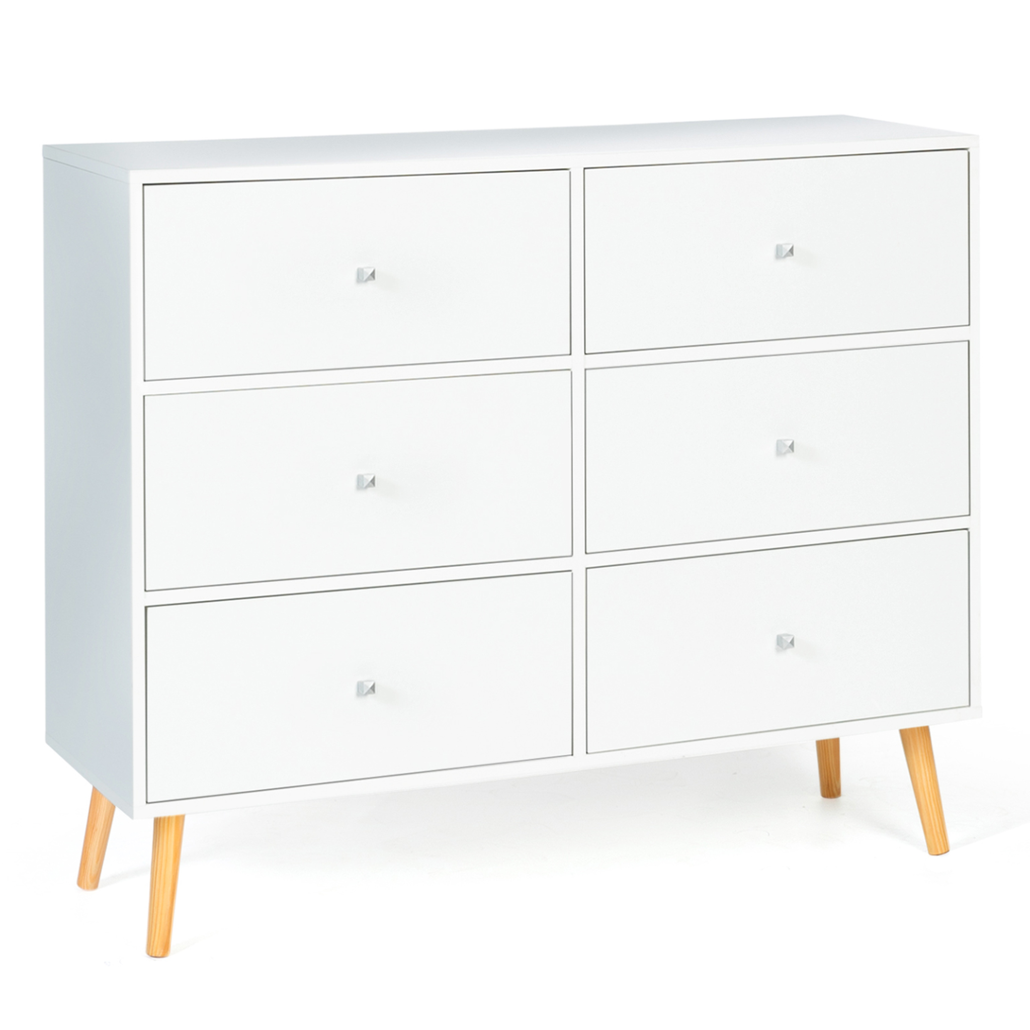ID MARKET Commode 6 tiroirs emmie 110 cm scandinave blanc