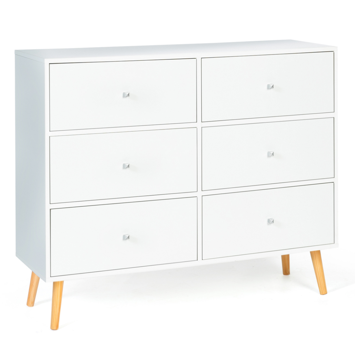 ID MARKET Commode 6 tiroirs EMMIE 110 cm scandinave blanc