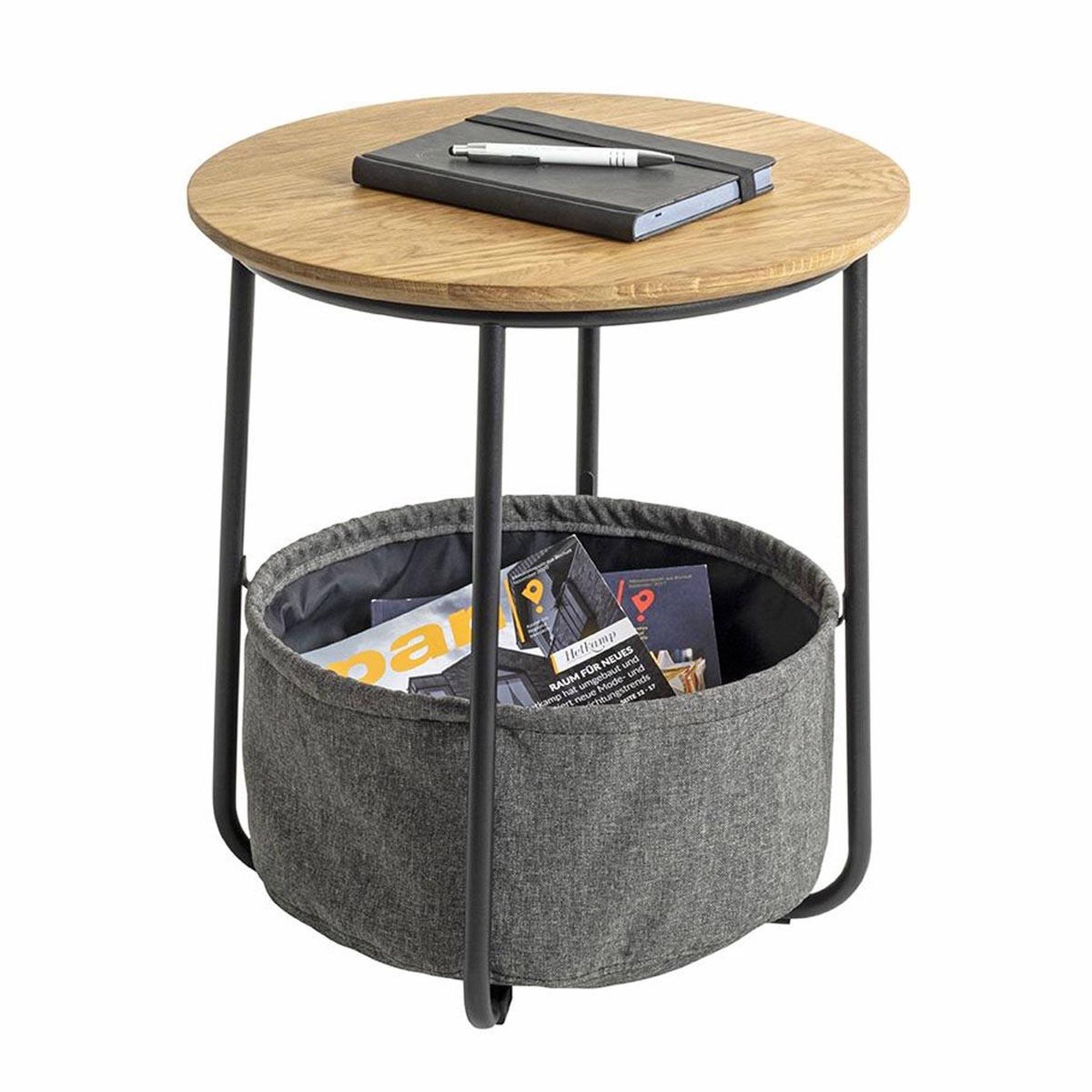 Voir la diapositive 2 : Paris Prix Table d'appoint avec rangement  rubi  50cm naturel & gris