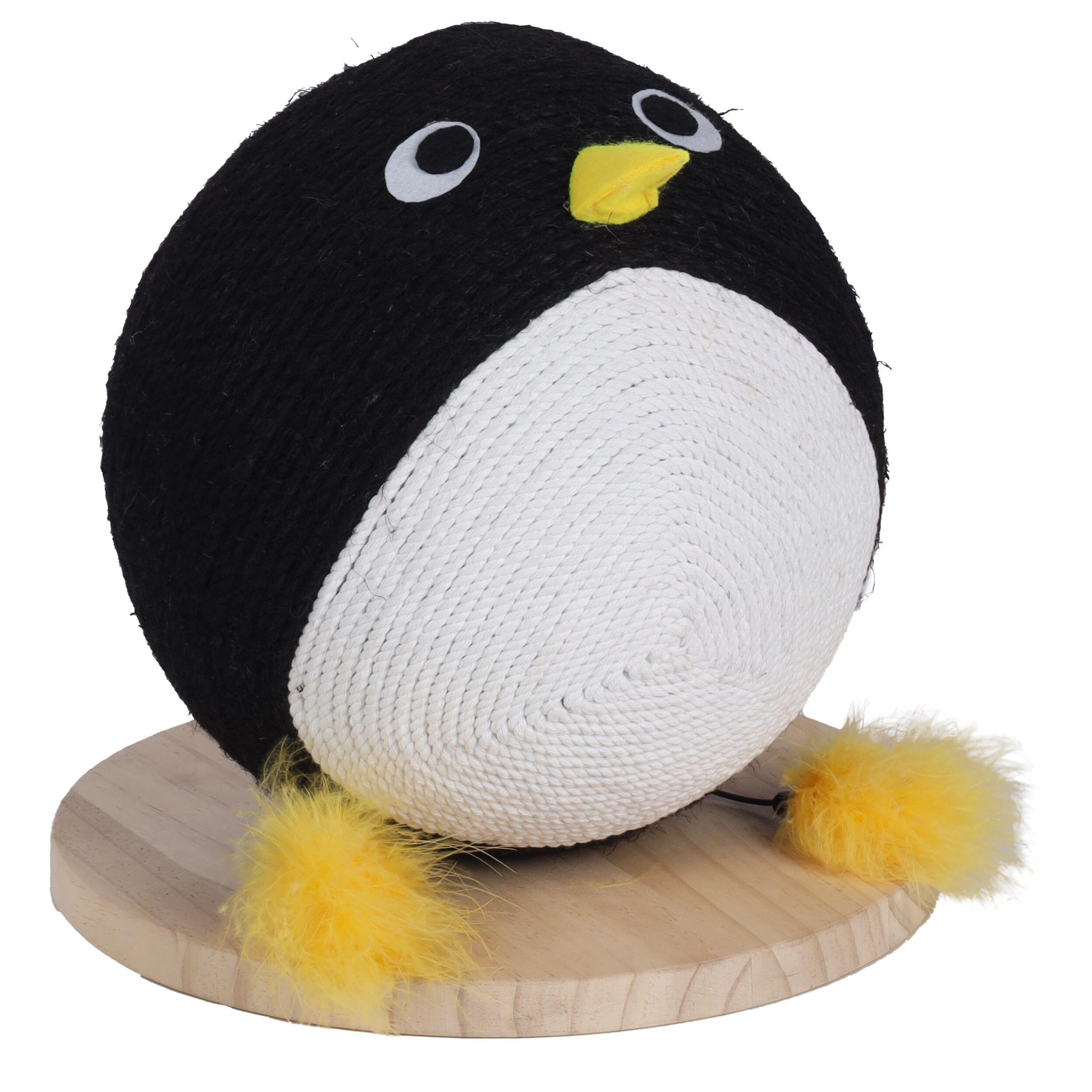 Eden Balle a griffer pingouin pour chat avec corde 30cm