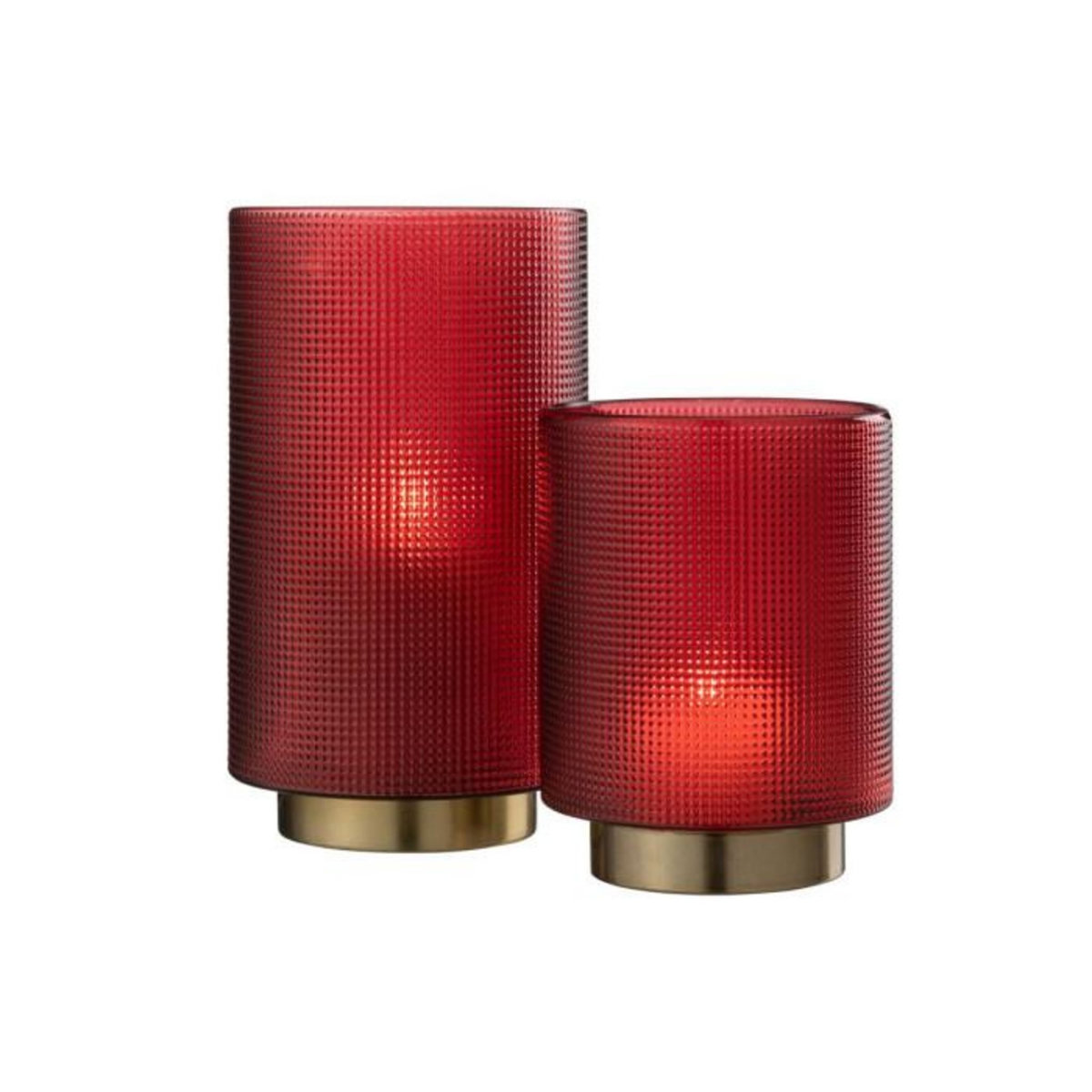 Paris Prix Photophore en Verre  Quadrille  22cm Rouge