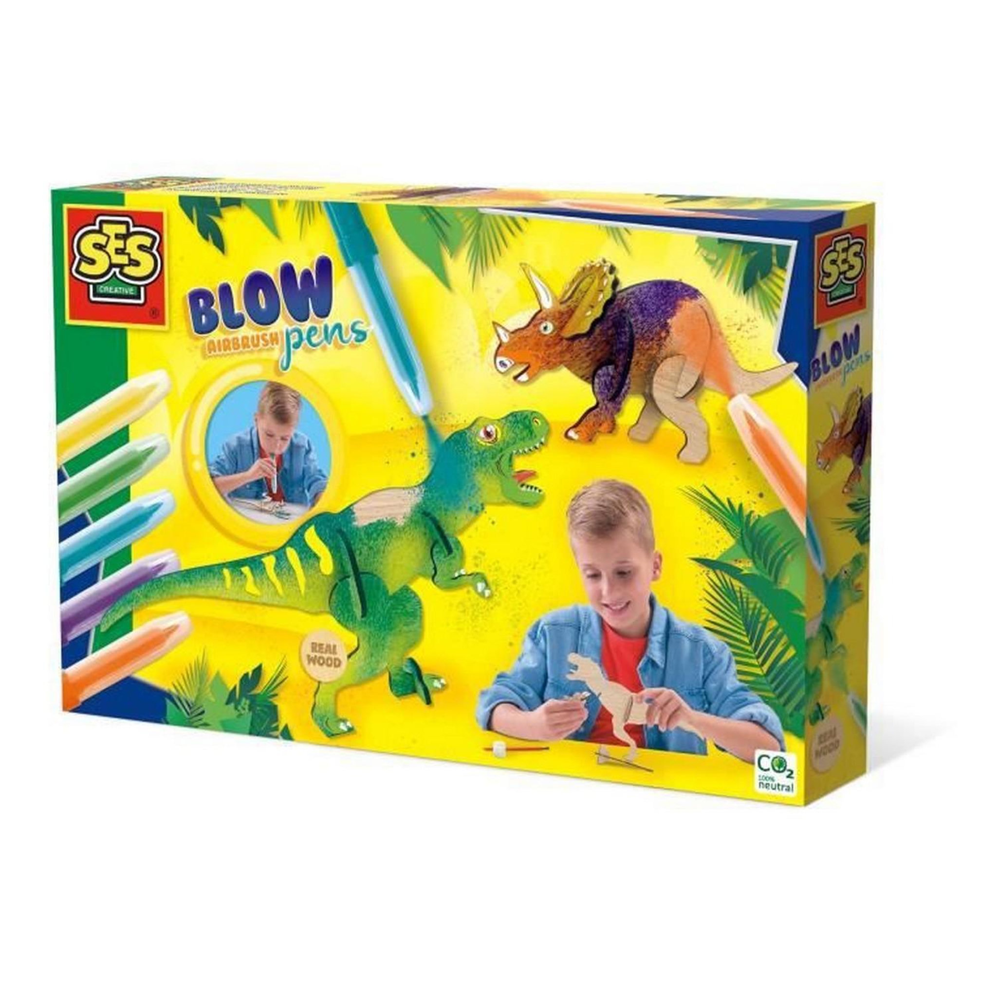 SES Creative Crayons souffleurs Blow airbrush pens : Dinosaure