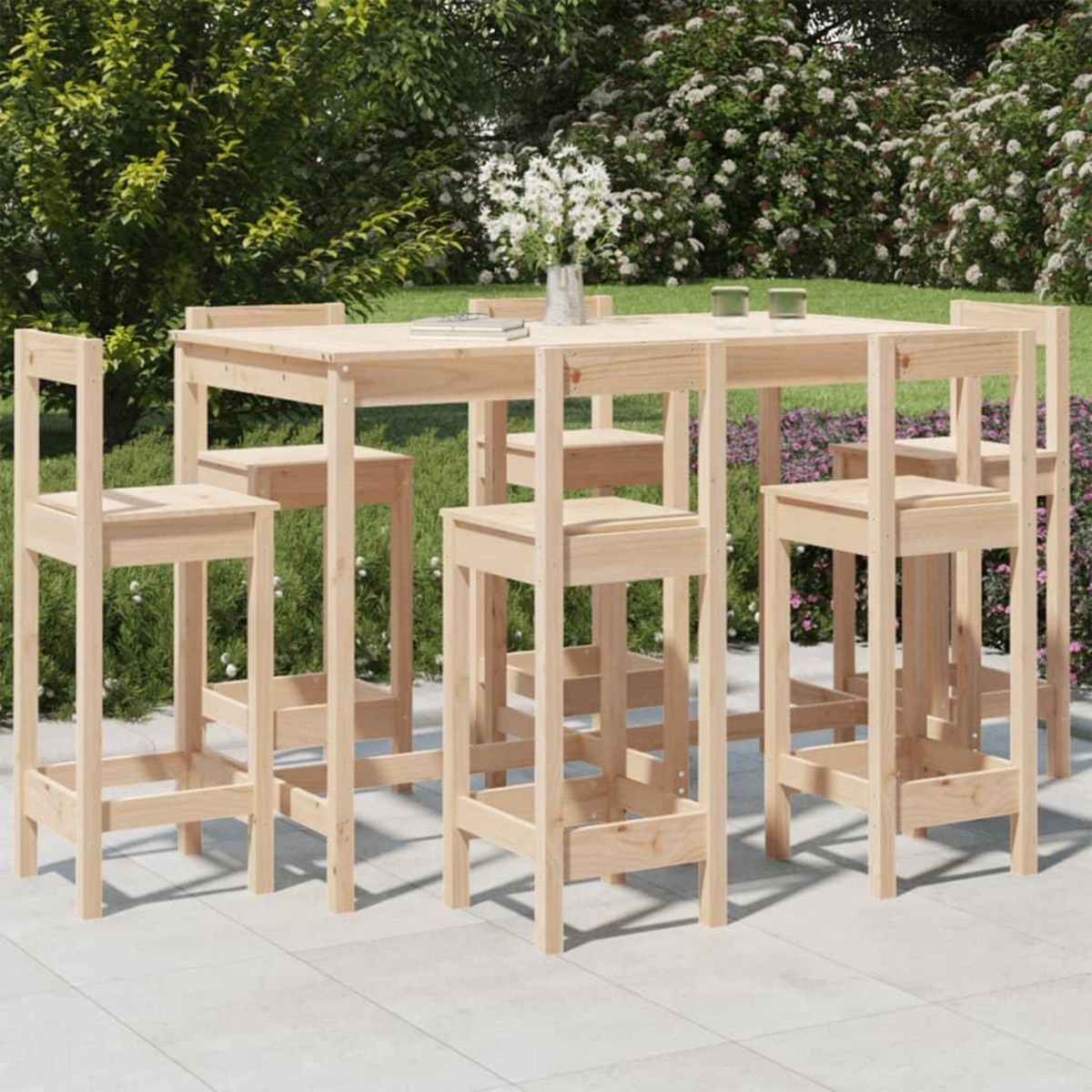 VIDAXL Ensemble de bar de jardin 7 pcs Bois de pin massif