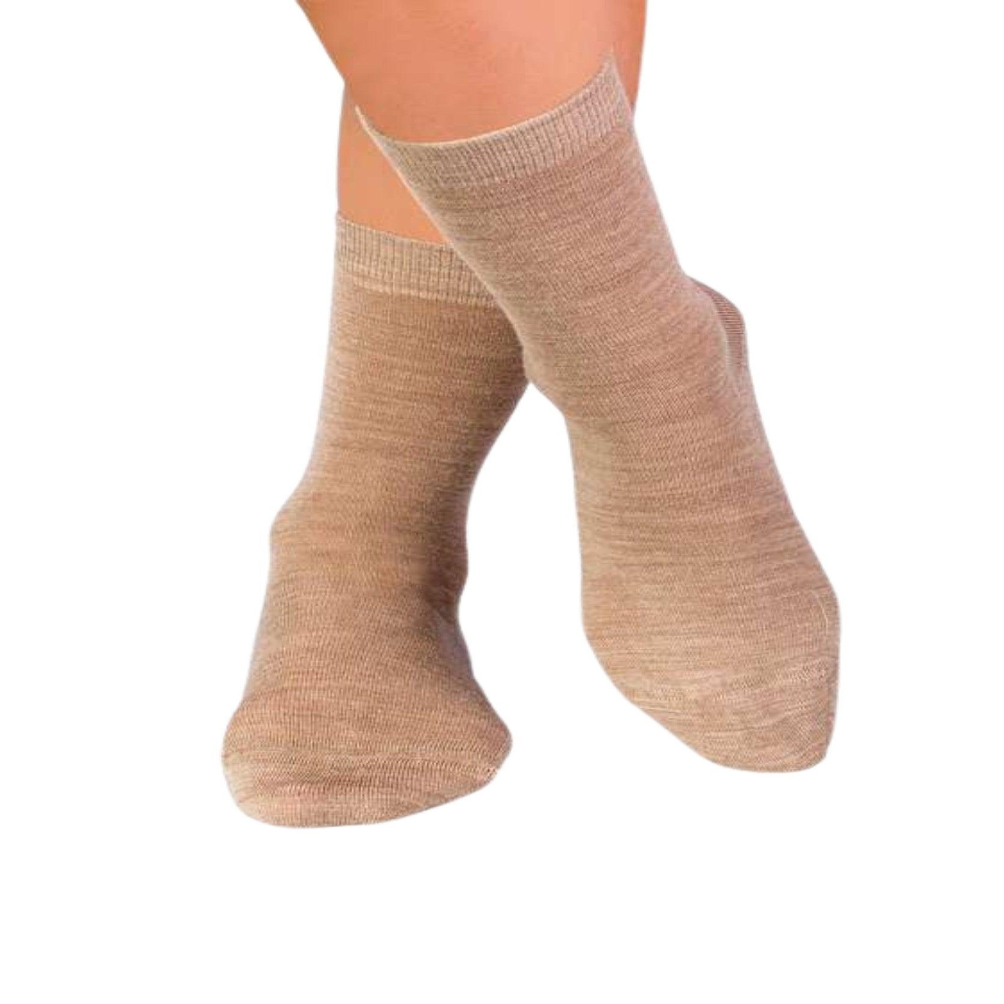 PIRIN HILL Chaussettes laine mérinos & coton beiges. Coloris disponibles : Beige
