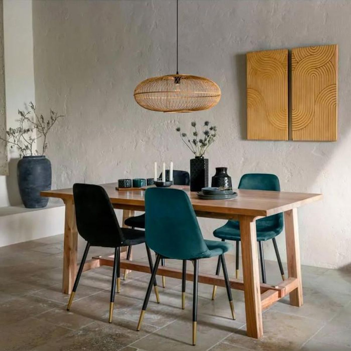 ATMOSPHERA Lampe Suspension en Bambou  Loren  60cm Beige