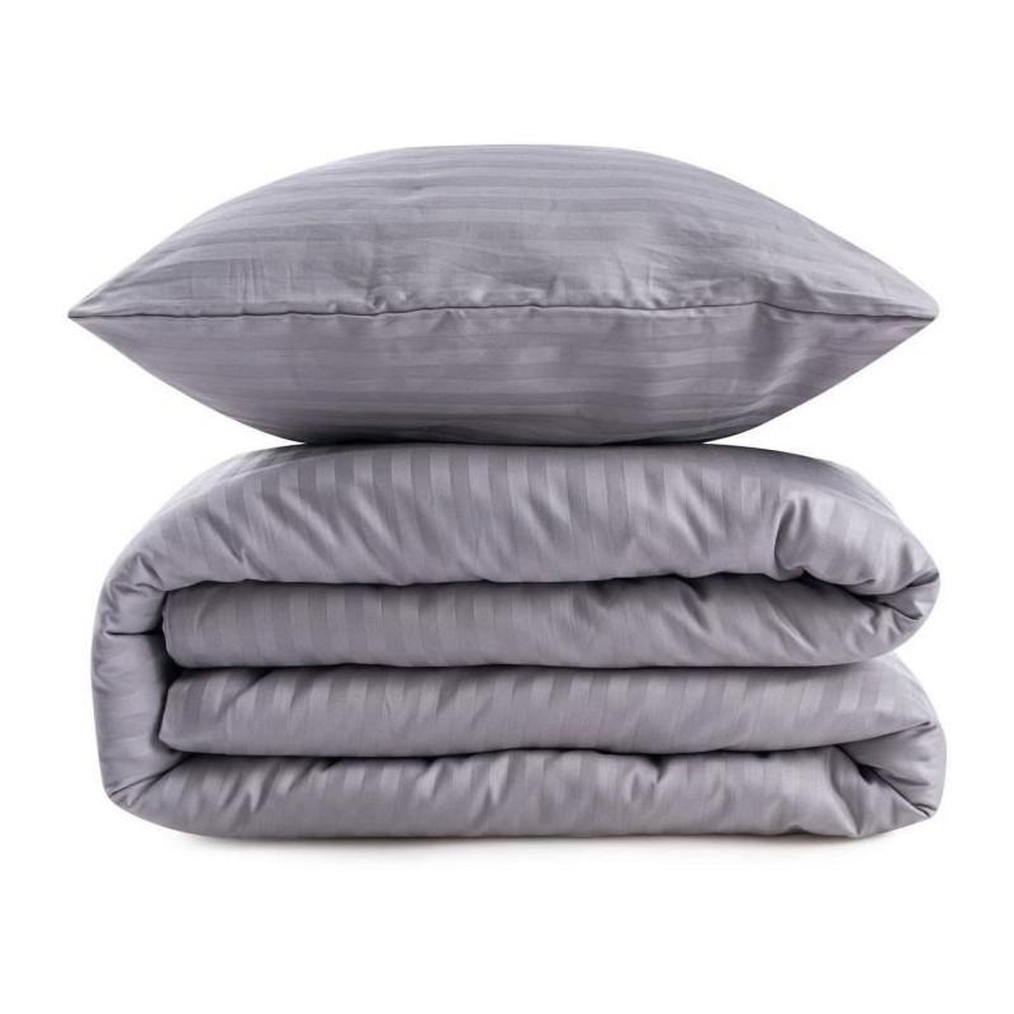 Voir la diapositive 3 : GENERIQUE Parure de lit - 1 housse de couette 220 x 240 cm + 2 taies d'oreiller 60 x 60 cm - 80% coton, 20% polyester - Gris