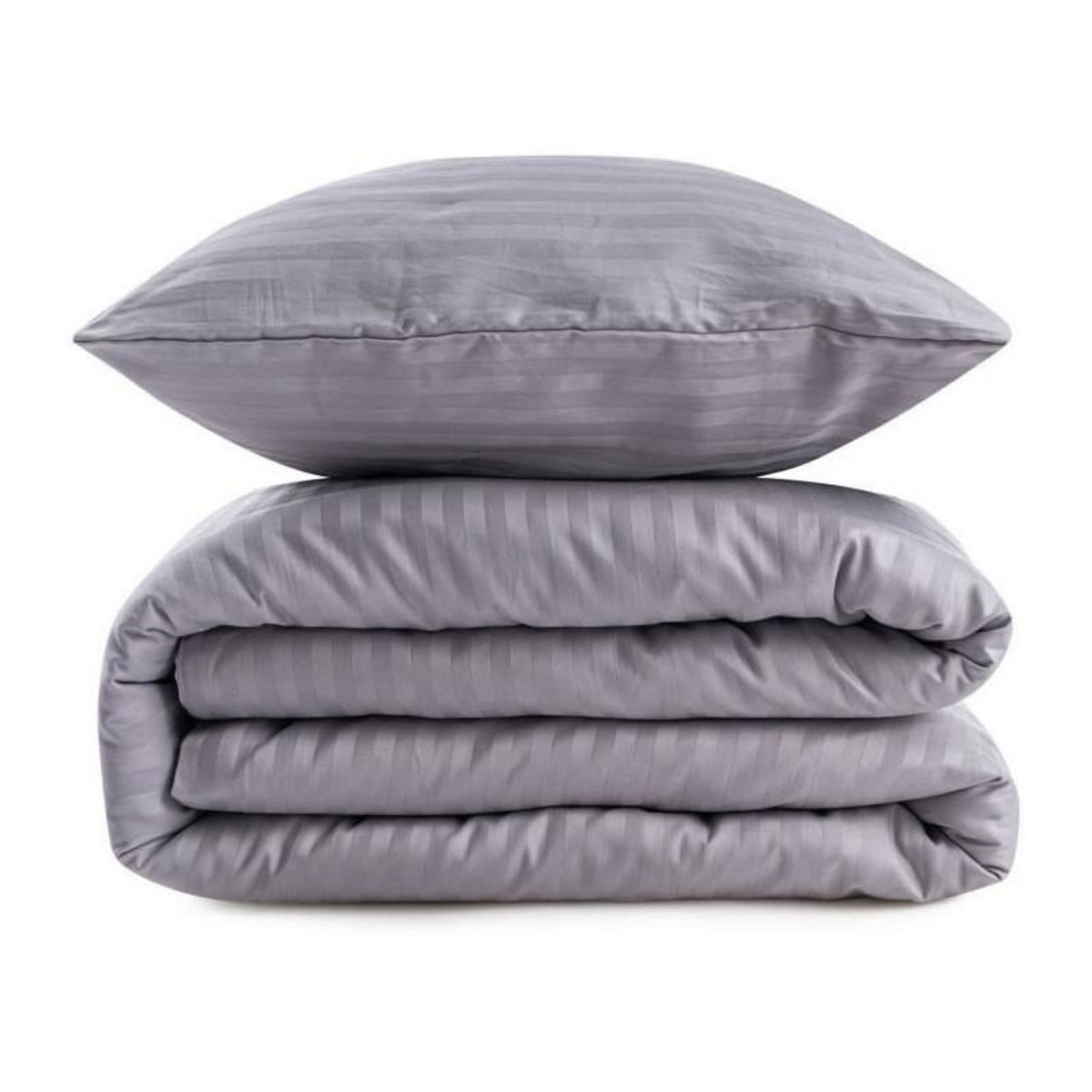 GENERIQUE Parure de lit - 1 housse de couette 220 x 240 cm + 2 taies d'oreiller 60 x 60 cm - 80% coton, 20% polyester - Gris