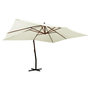 Voir la diapositive 1 : VIDAXL Parasol de jardin en porte-a-faux avec mat en bois blanc sable