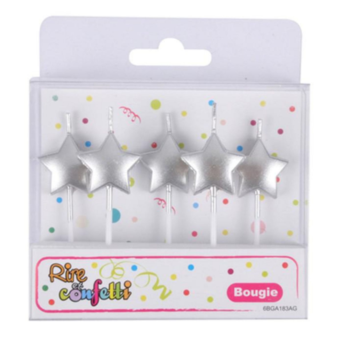 Paris Prix Lot de 5 Bougies 3D  Étoile  7cm Argent