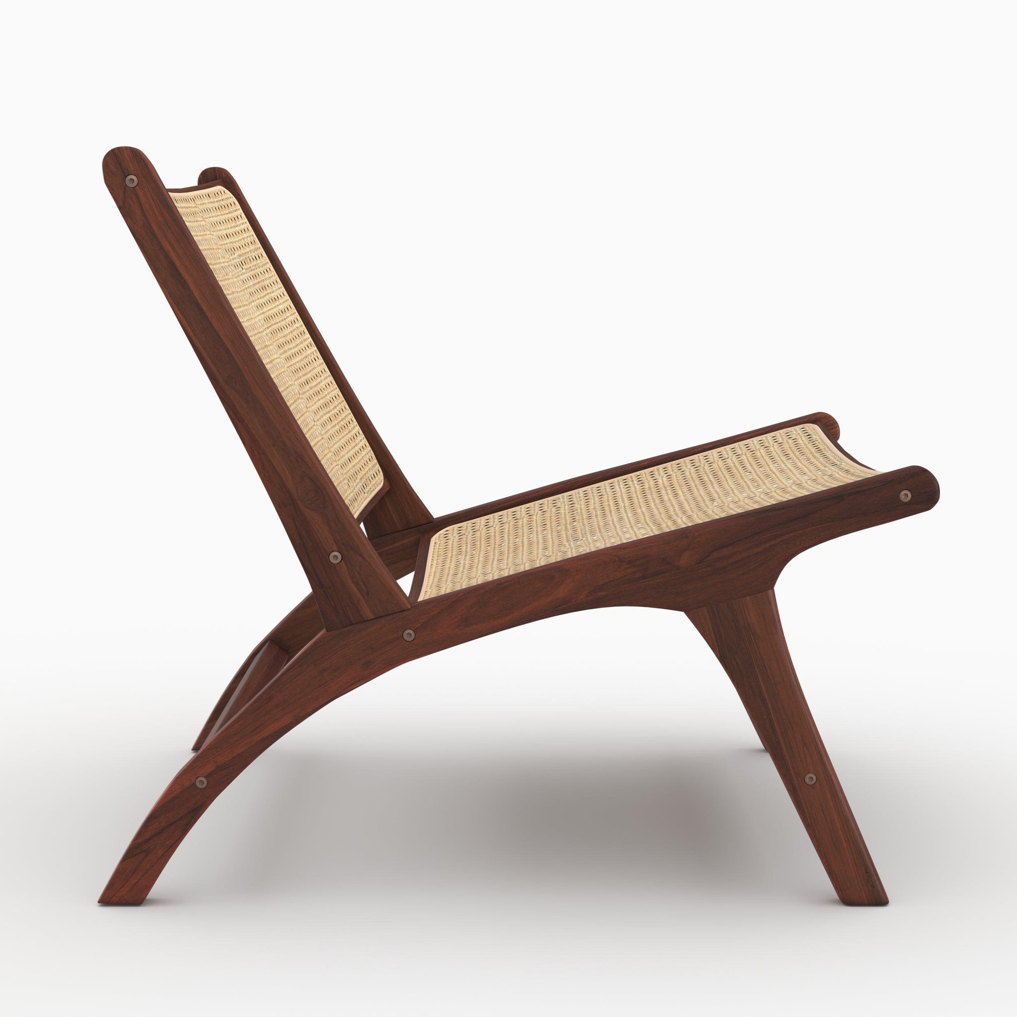 Voir la diapositive 6 : MAISON PAVANE Fauteuil en bois de teck finition noyer et cannage en rotin-kilka
